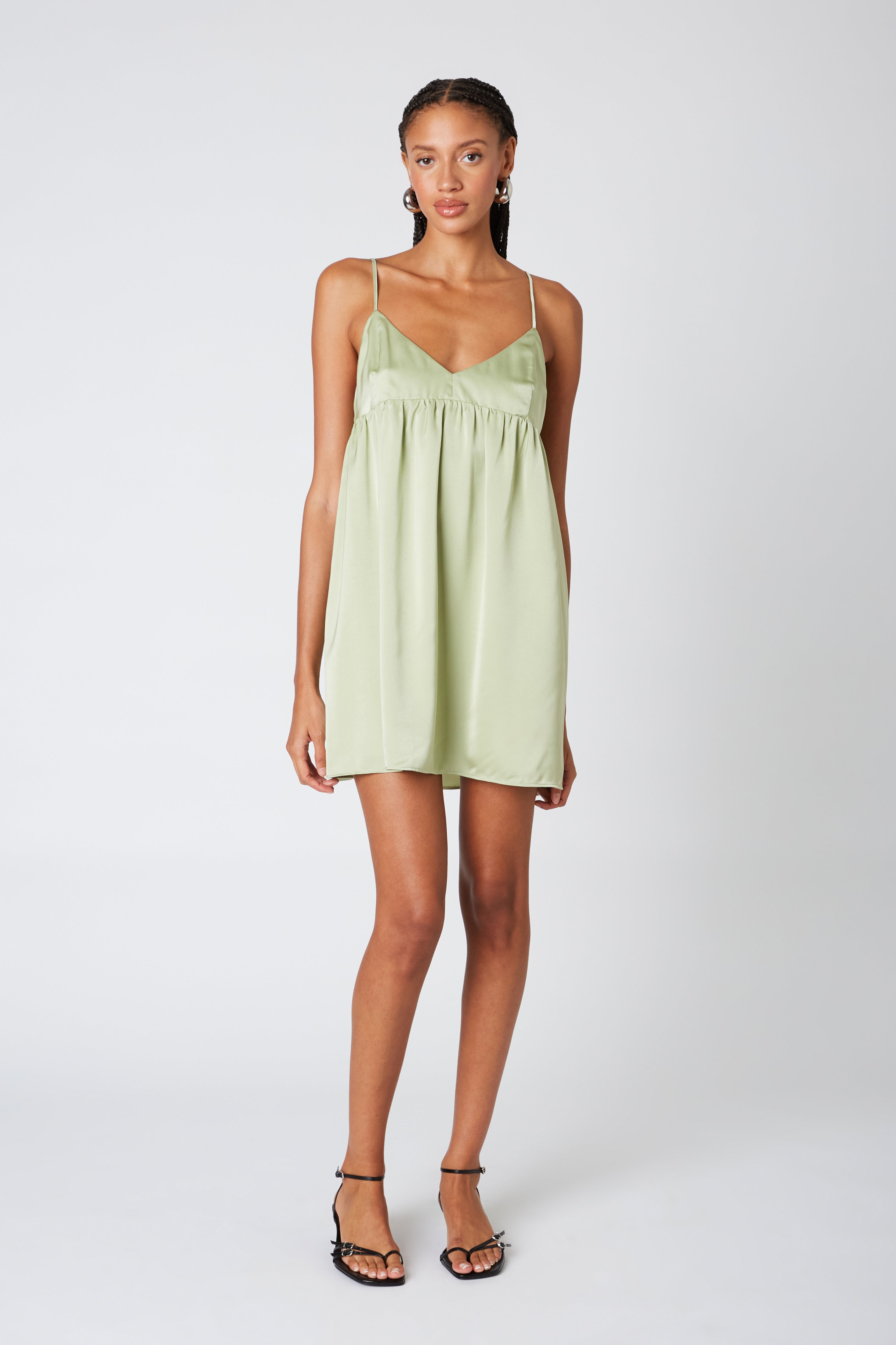 Basil Dress in sage front view