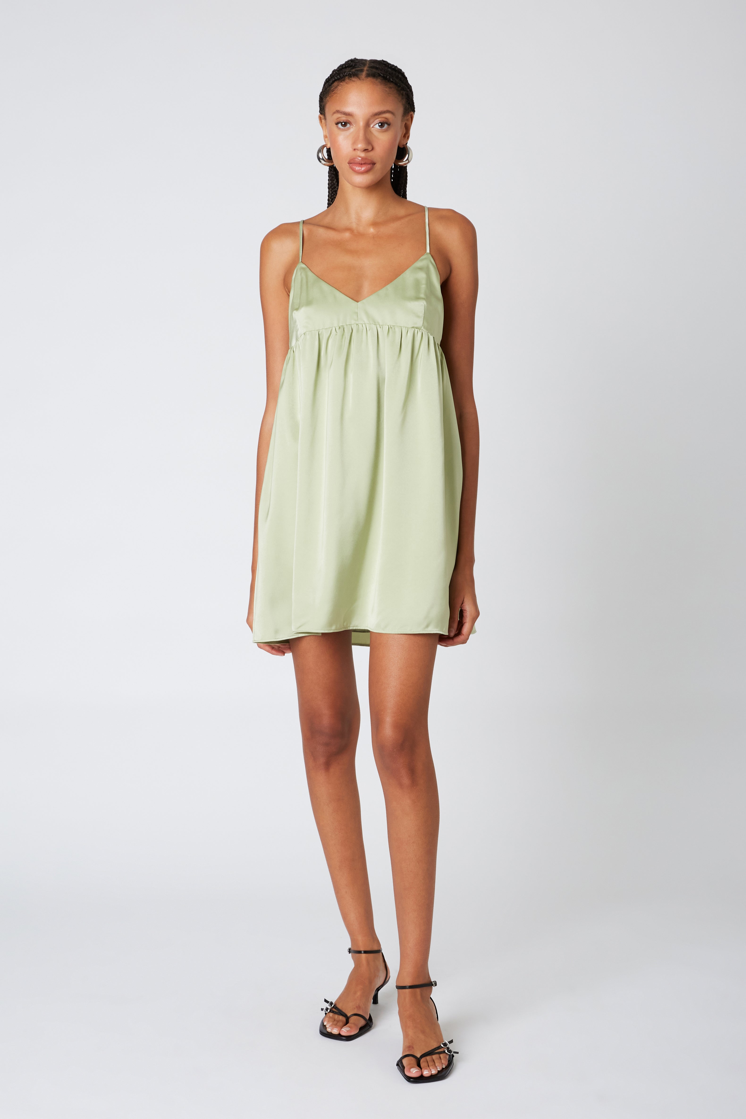 Basil Dress in sage front view