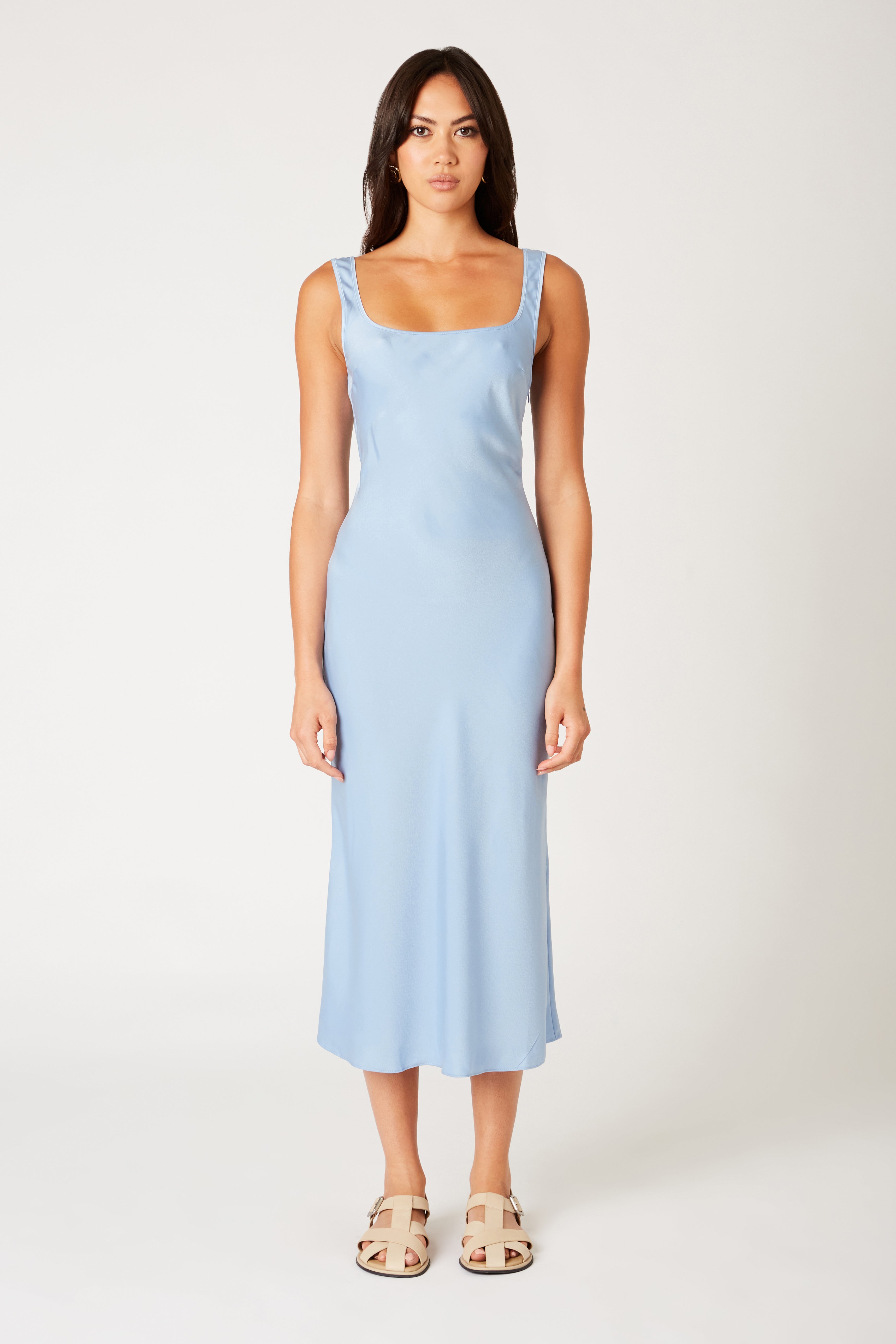 Sabrina Dress in chambray front view