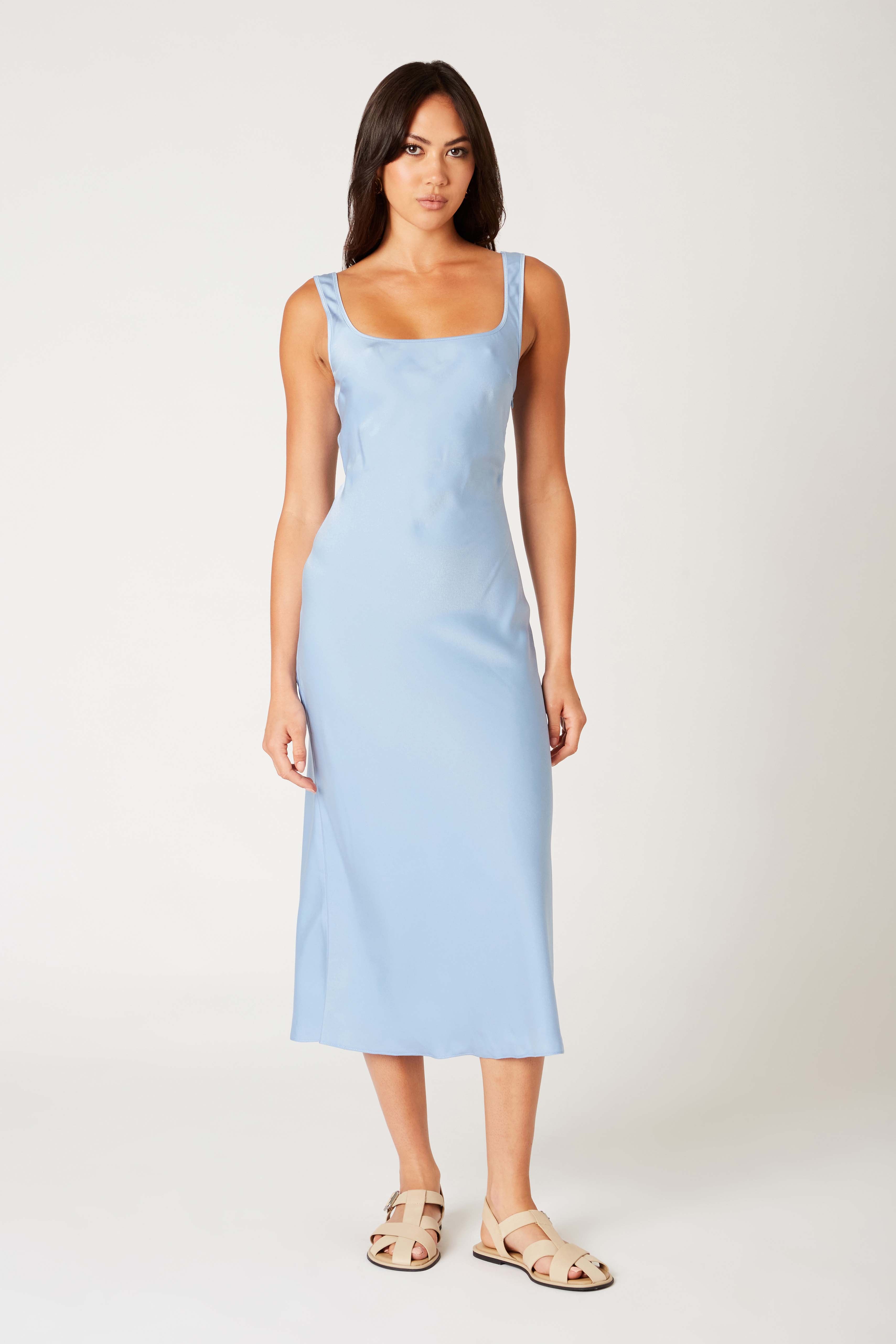 Sabrina Dress in chambray front view