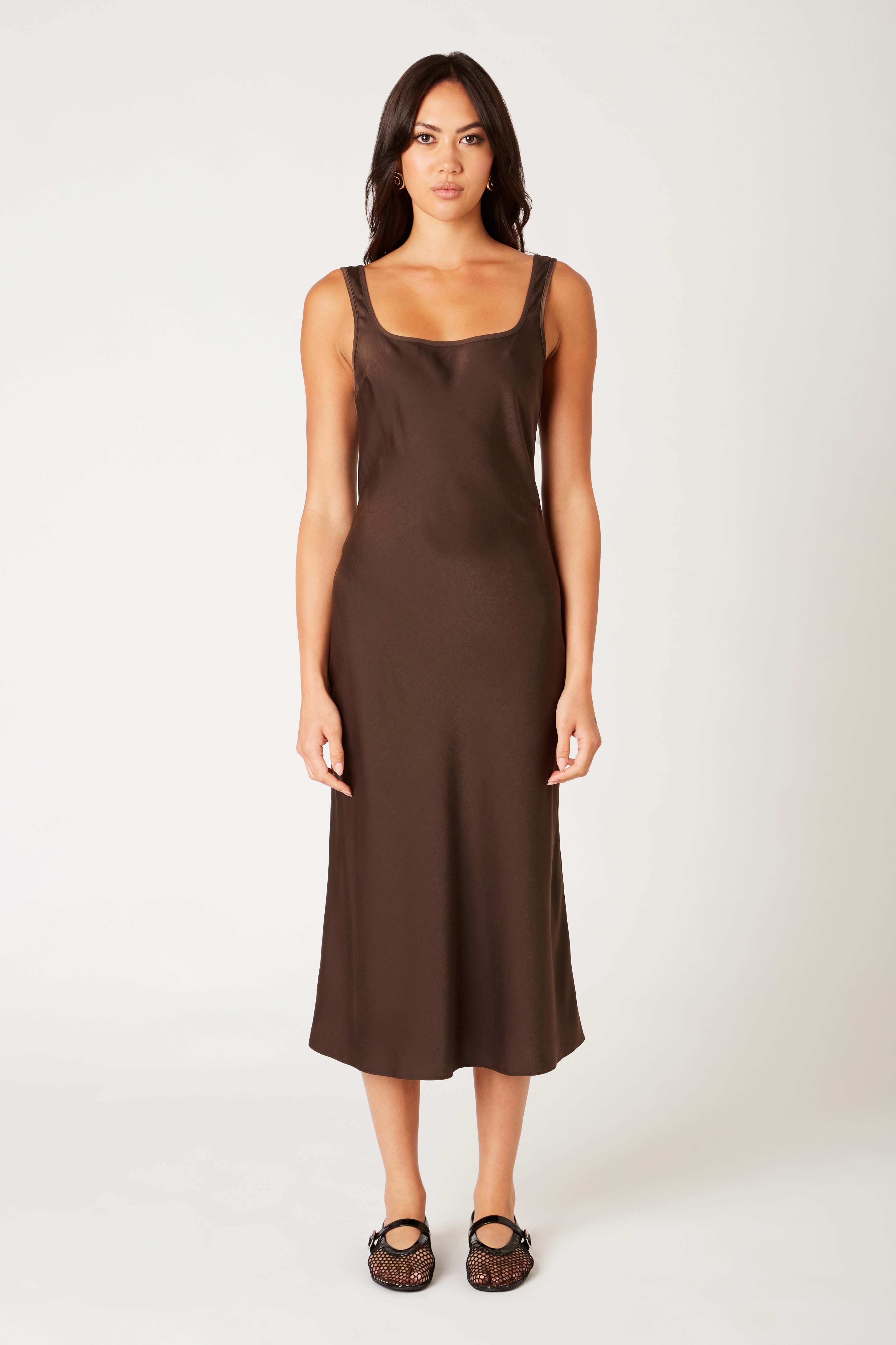 Sabrina Dress in espresso front view