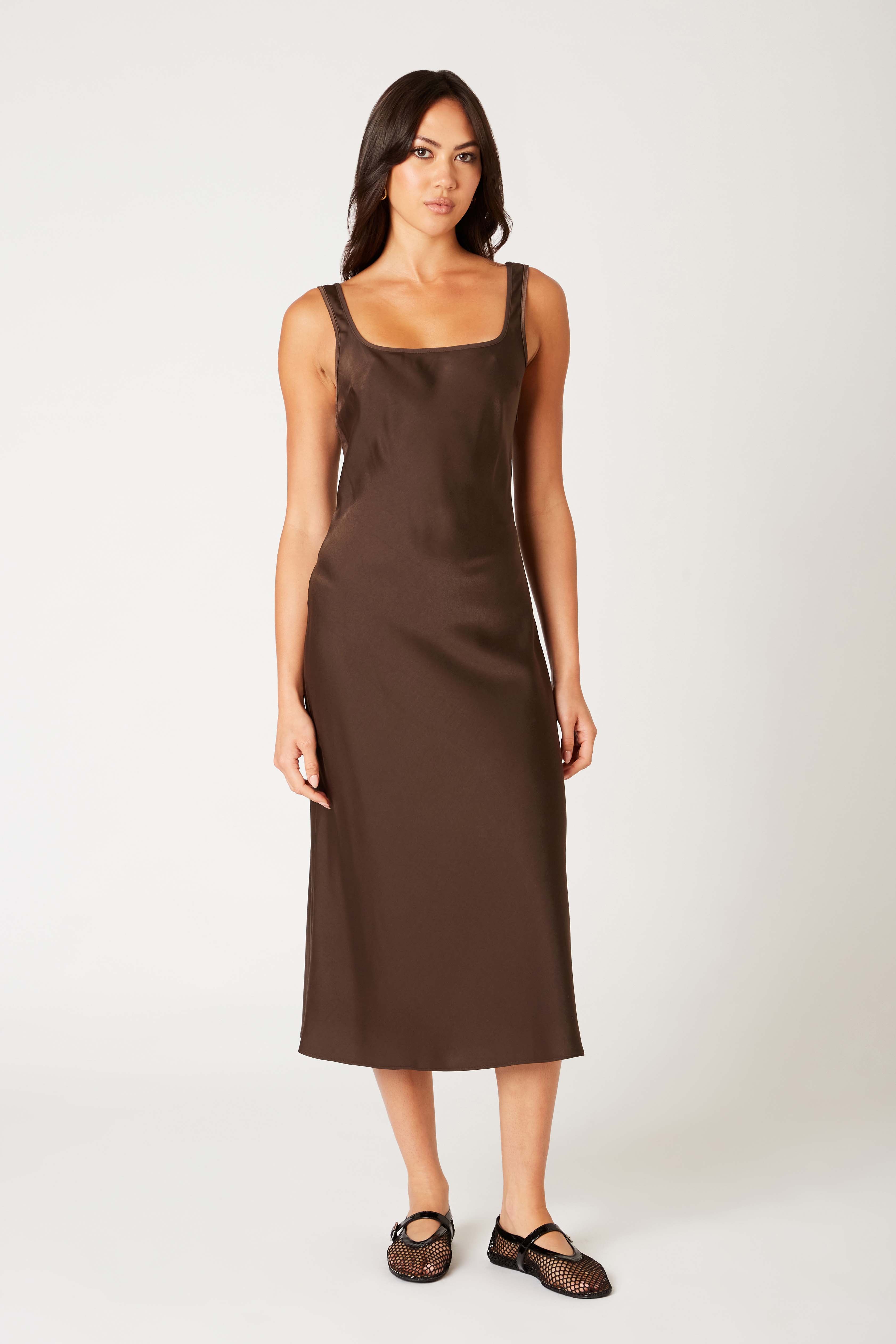 Sabrina Dress in espresso front view