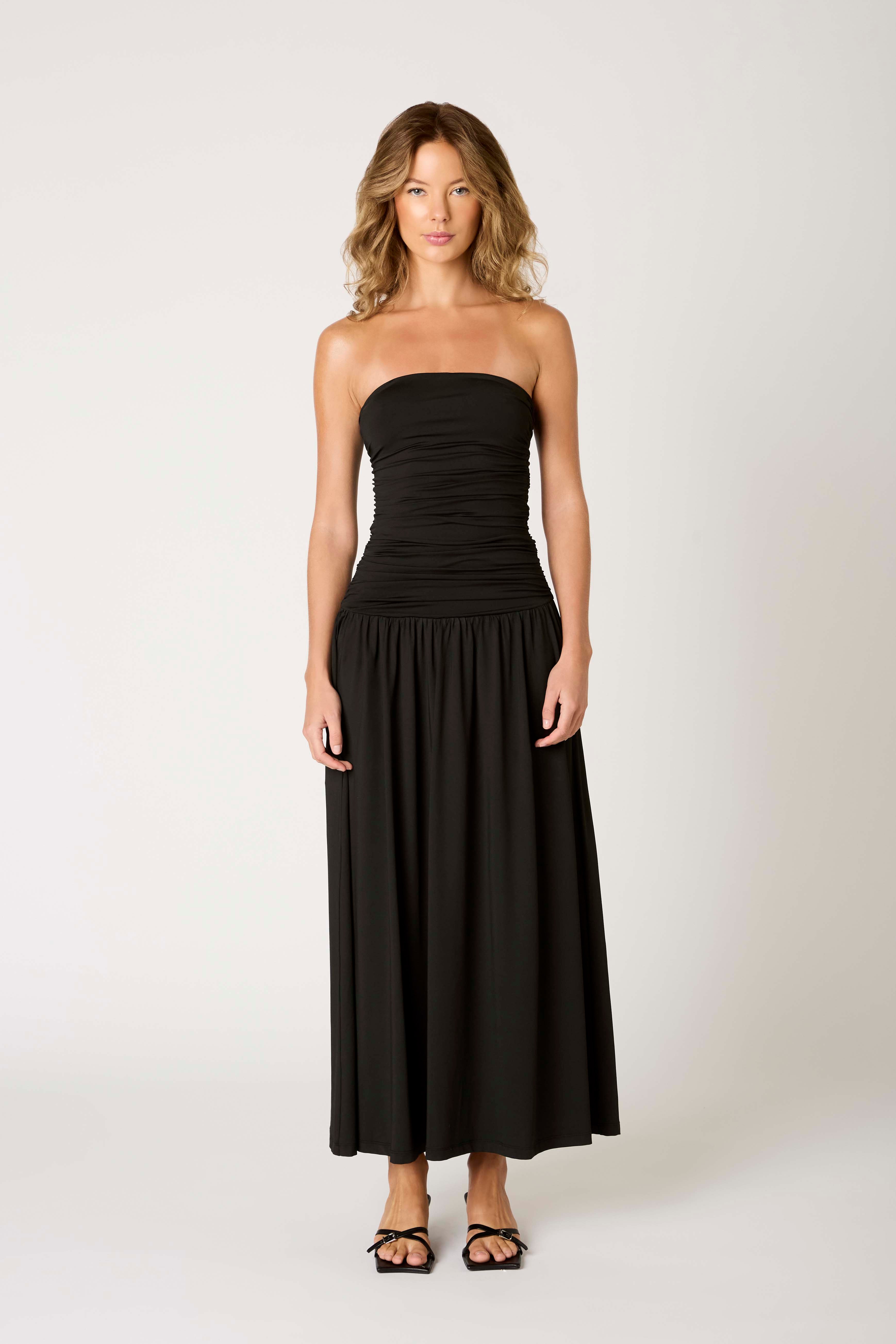 Santal Dress in black front view