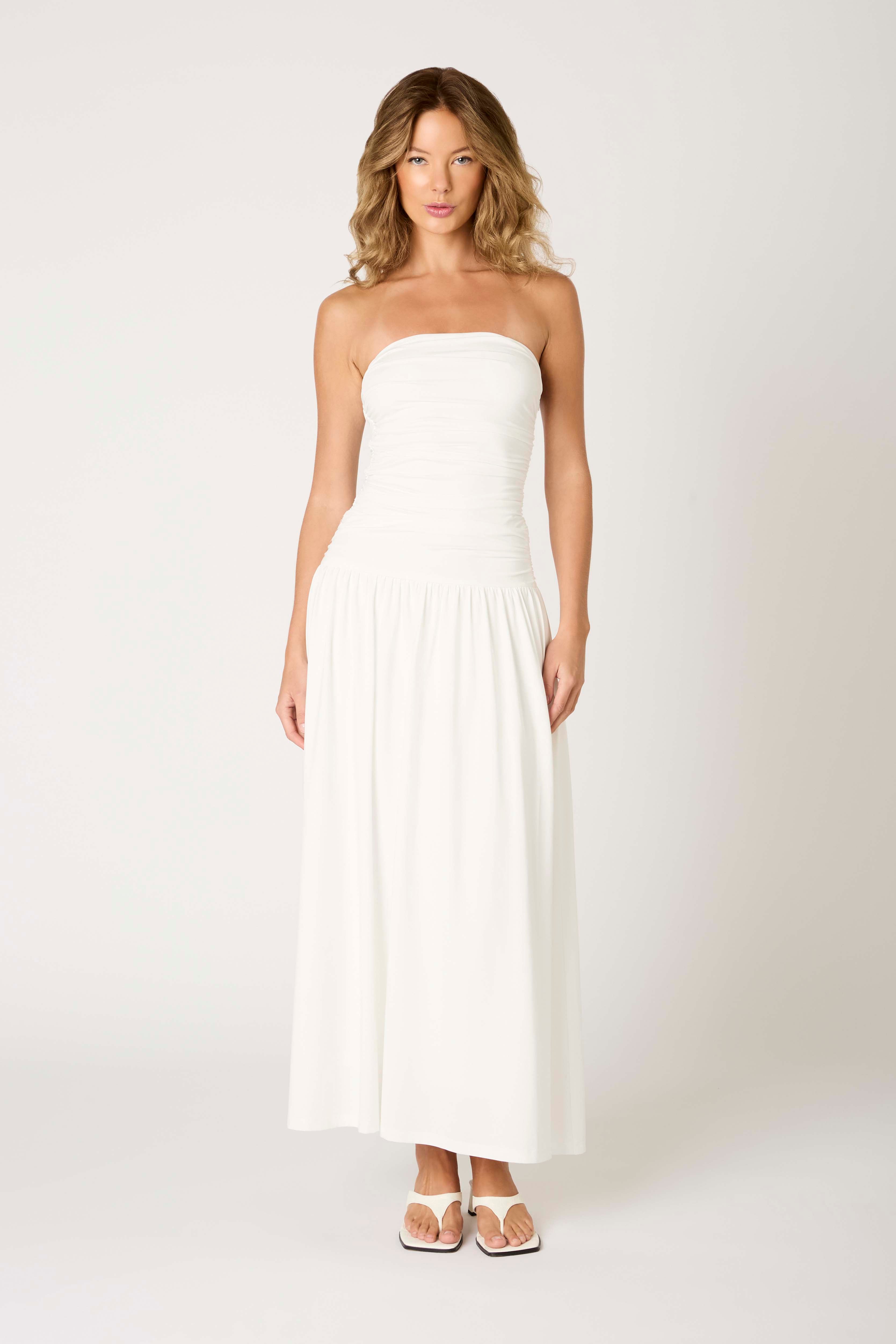 Santal Dress in white front view