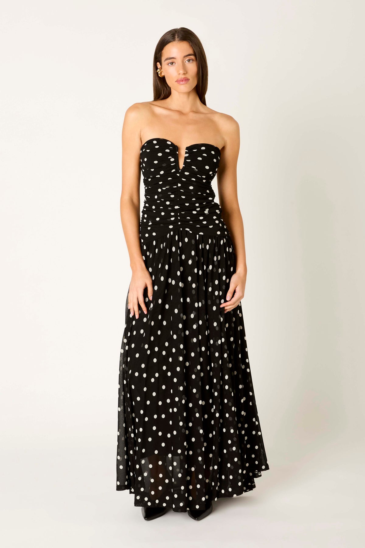 Beverly Dress in black/ivory front view