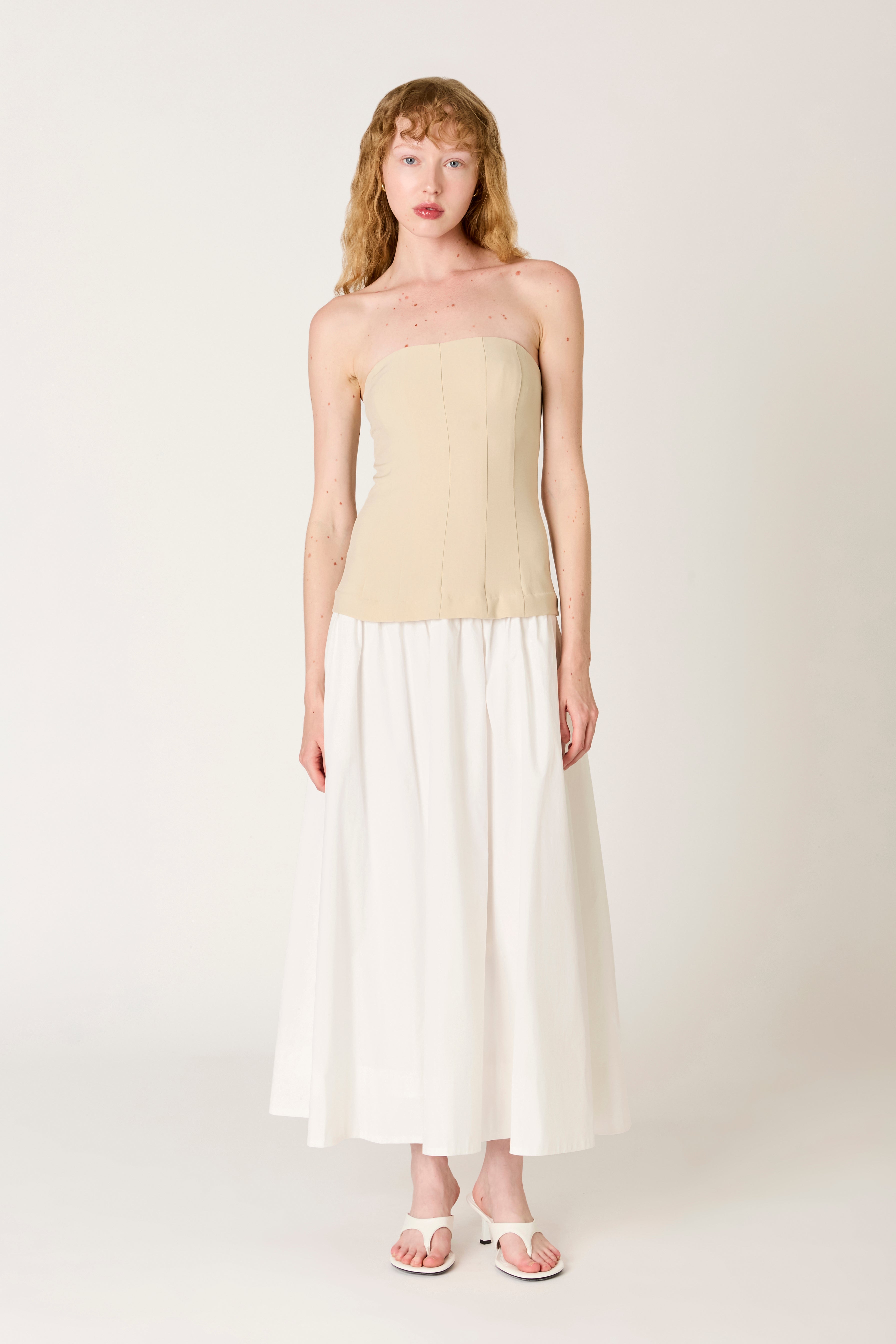 Estela Dress in sand front view
