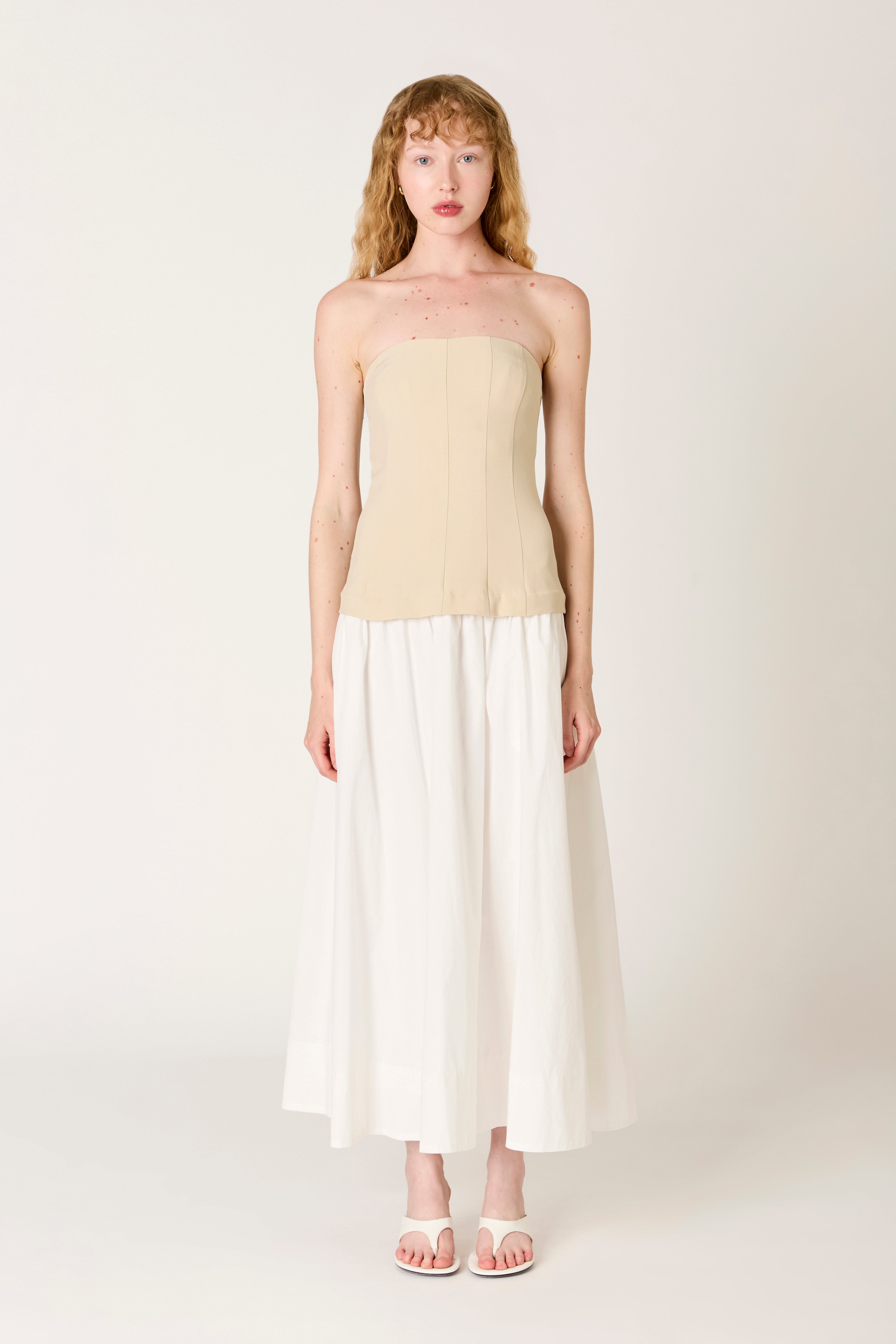Estela Dress in sand front view