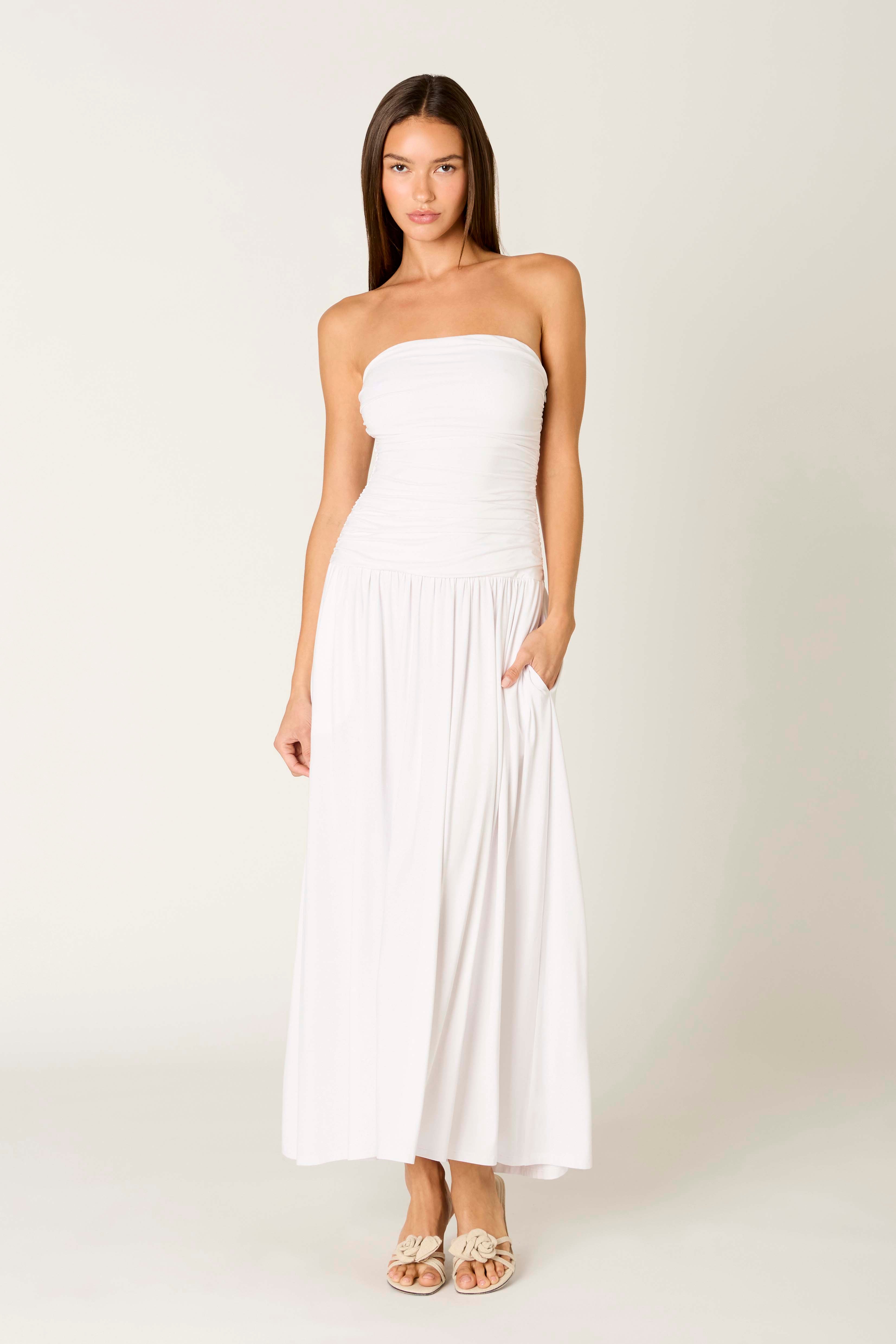Viscose Santal Dress in white front view