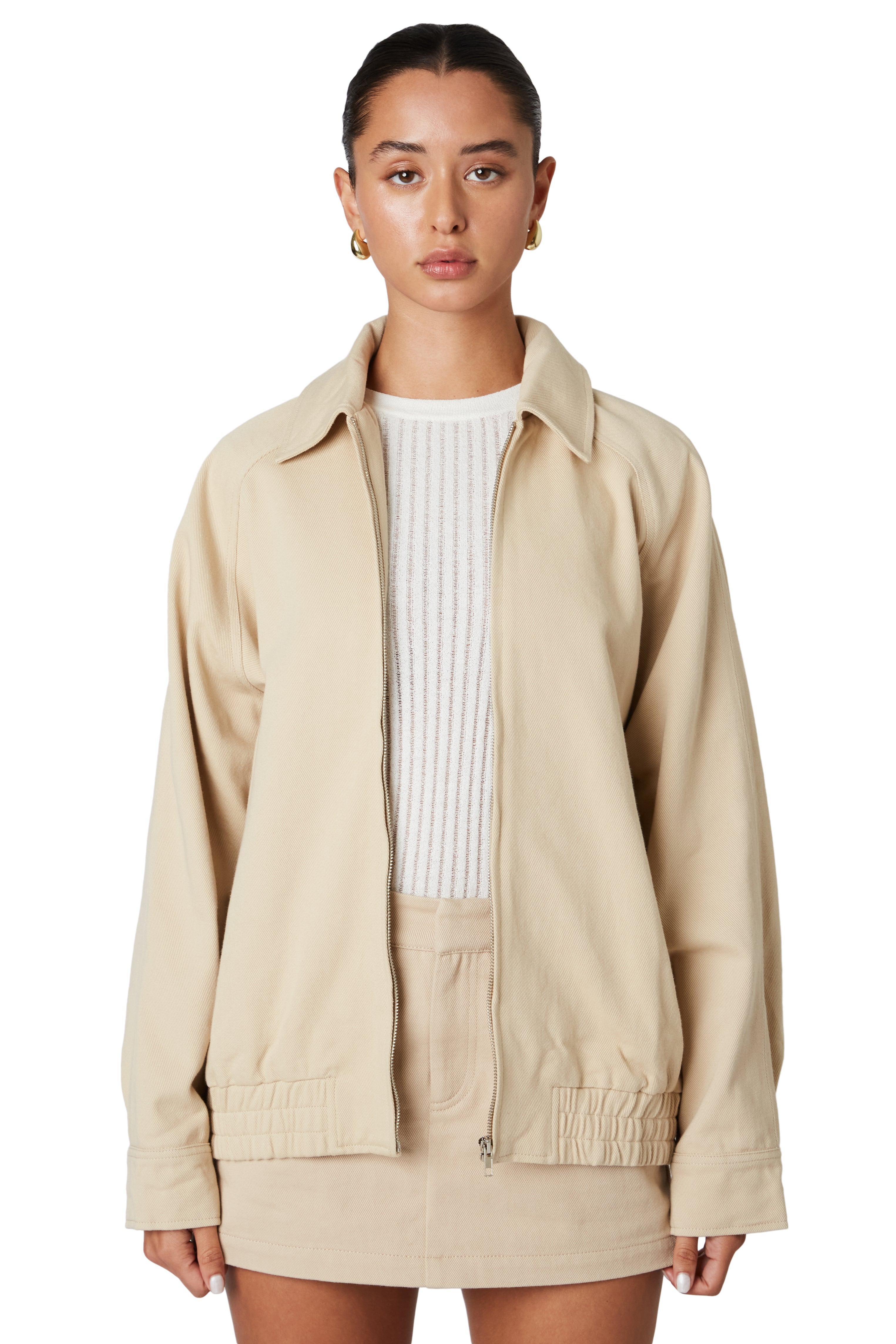 Bomber jacket in natural front