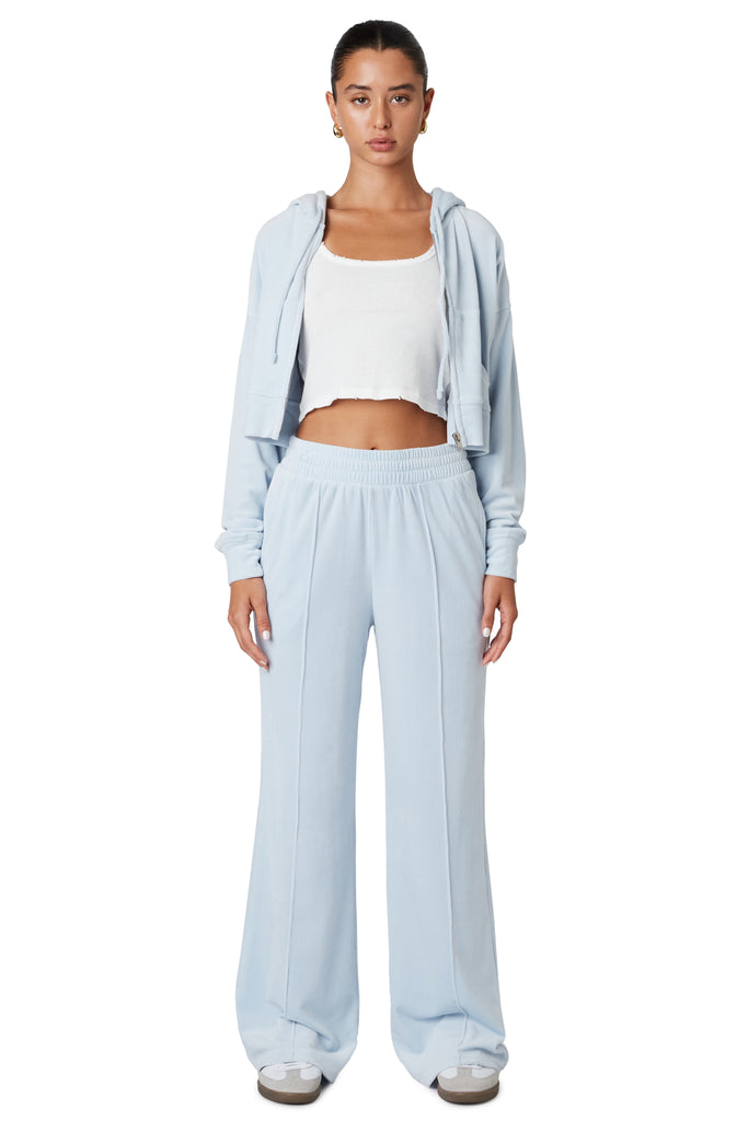 Chambray velour lounge pant front