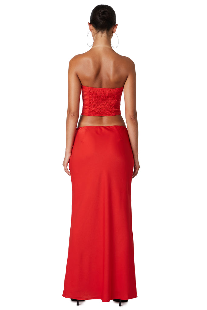 90's Bias Maxi Skirt in Scarlet back view