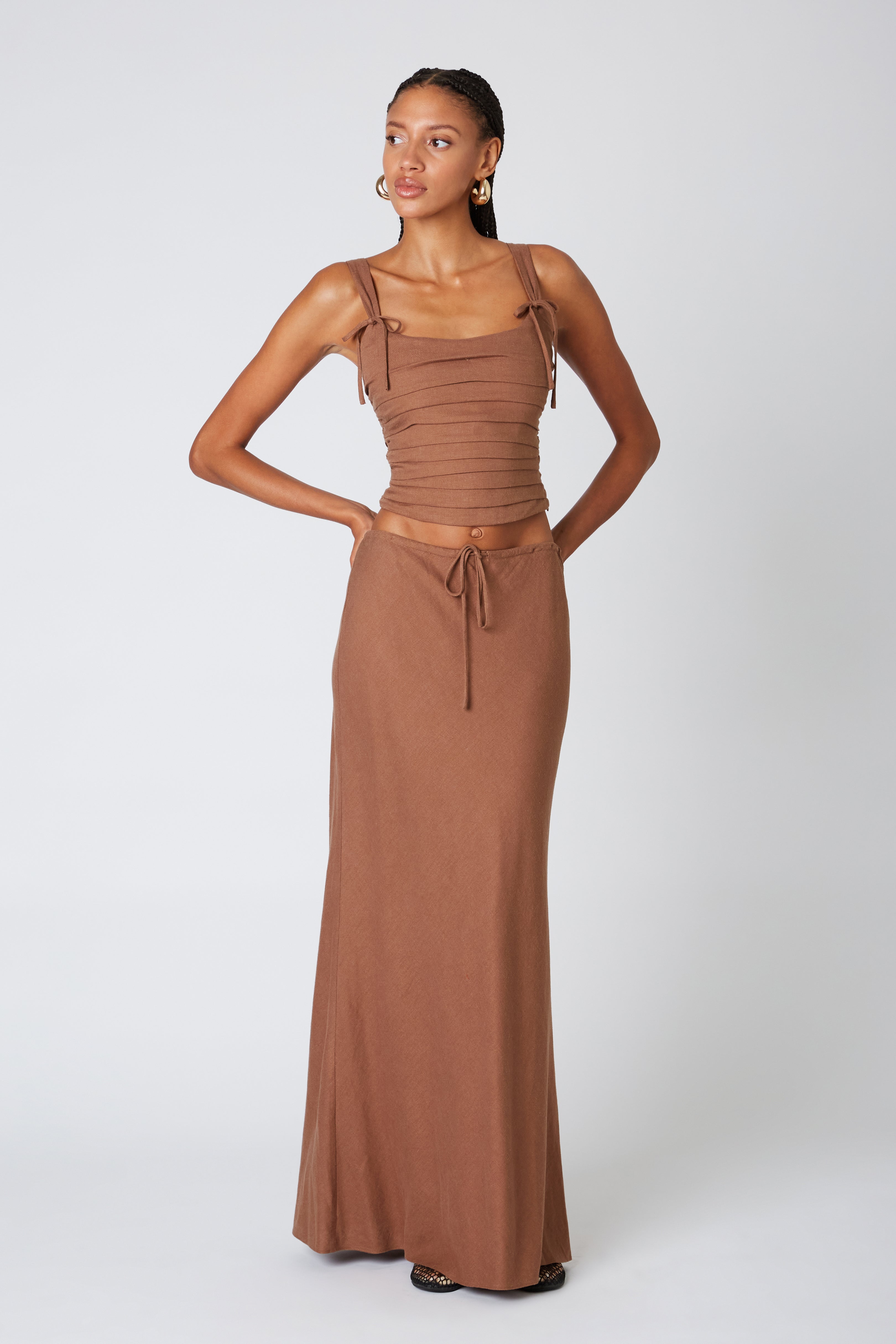 Thyme Skirt in cocoa front view