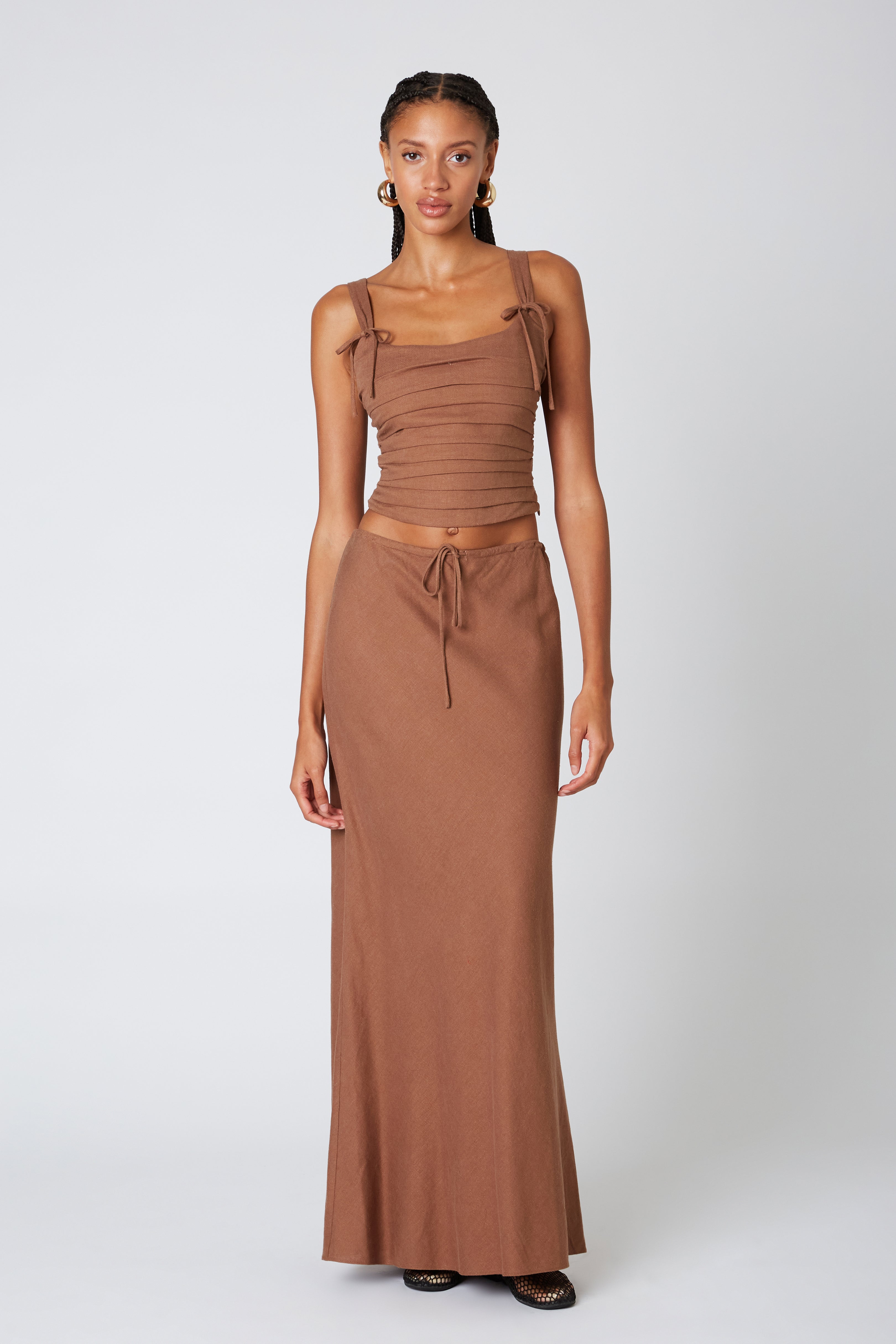 Thyme Skirt in cocoa front view