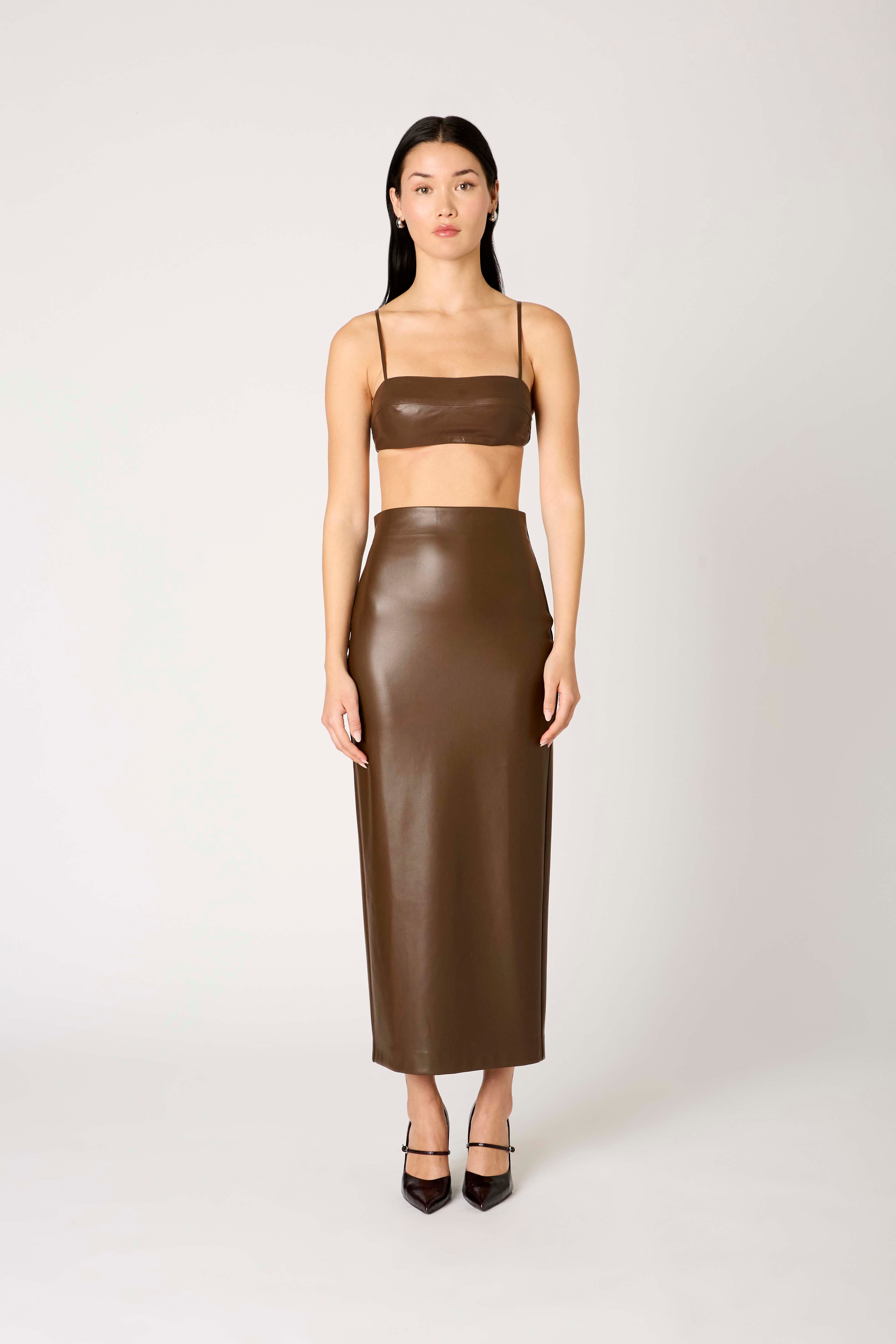 Elodie Skirt in brown front view