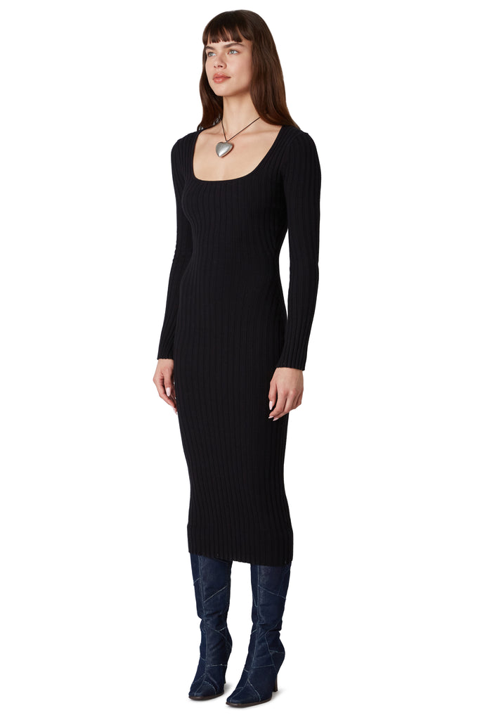 Tanya Sweater Dress in Black side view
