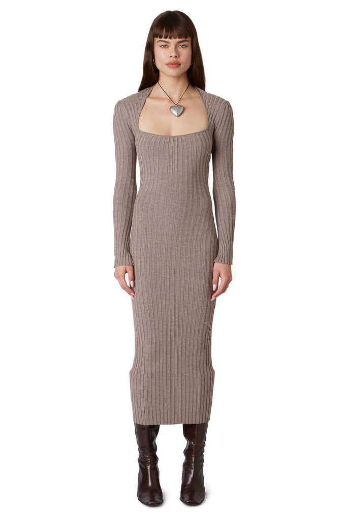 Tanya Sweater Dress in Truffle front view