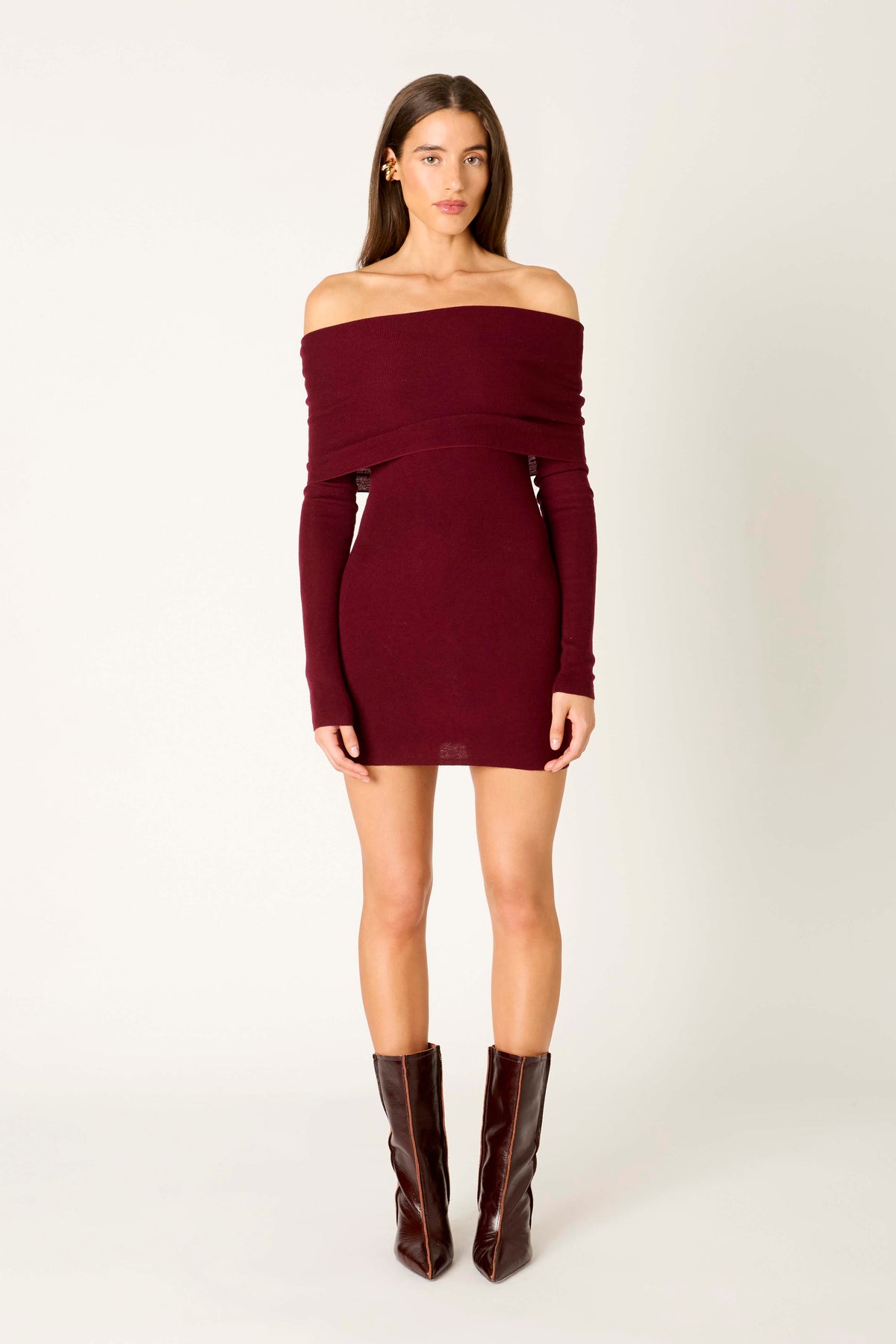 Fairleigh Sweater Dress in brick front view