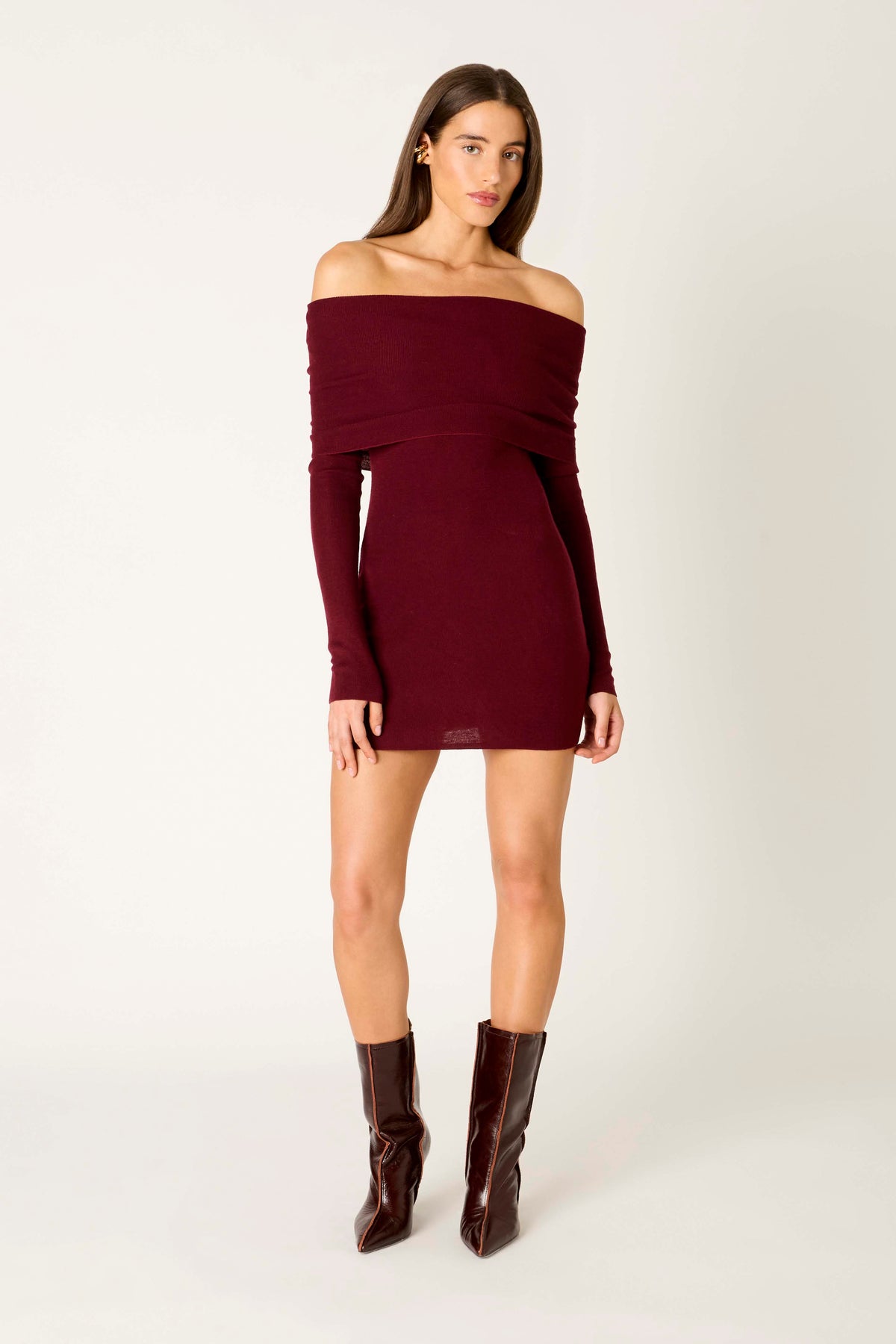 Fairleigh Sweater Dress in brick front view