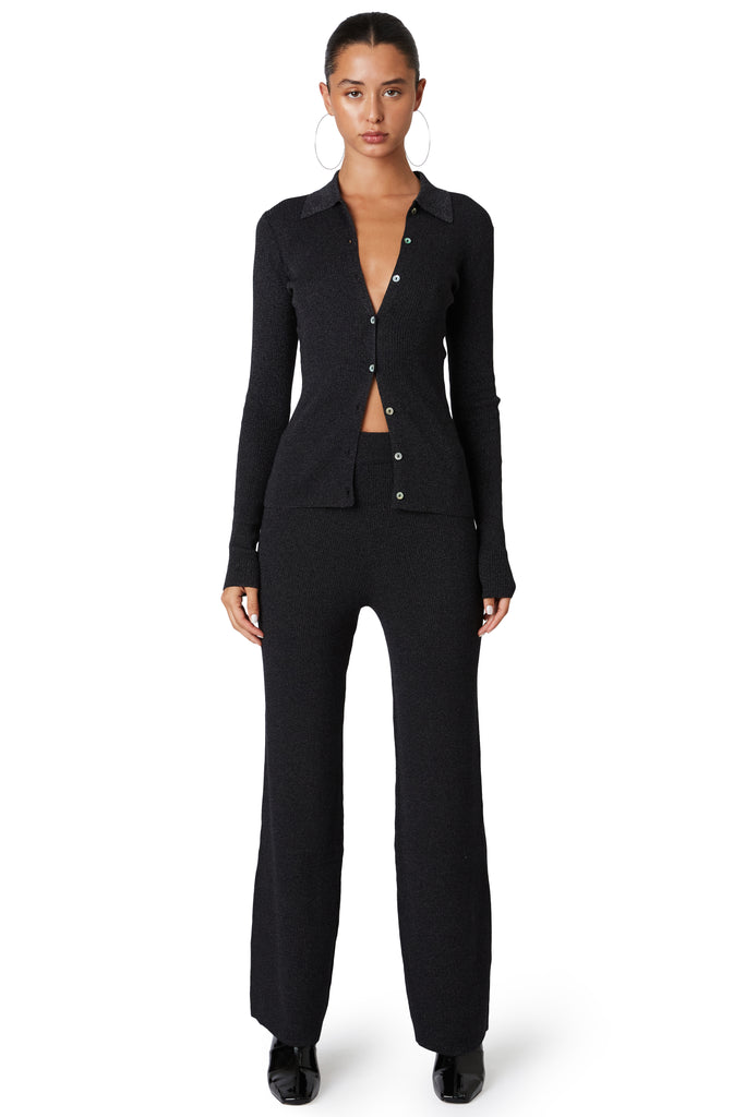 Willow Sweater Pant - Lurex in black front view