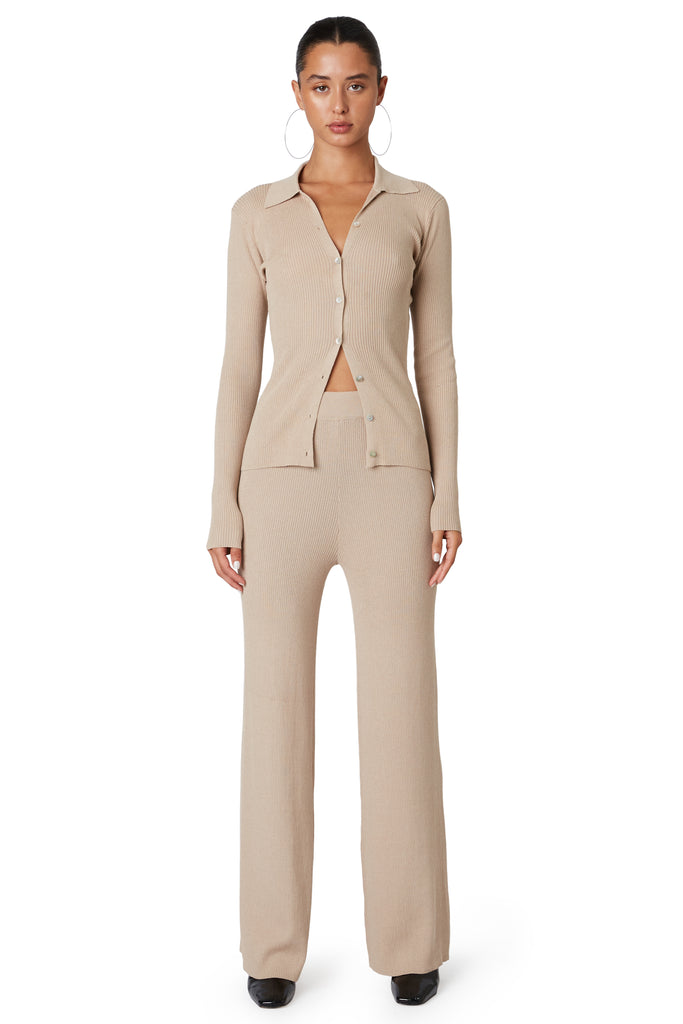 Willow Sweater Pant - Lurex in nude front view