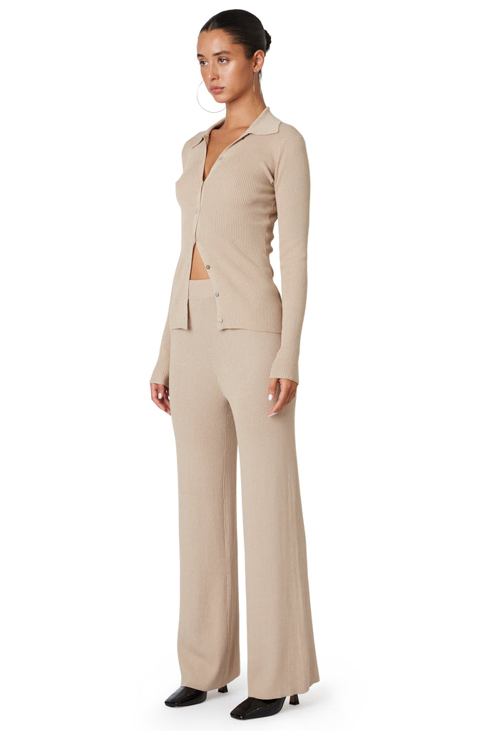 Willow Sweater Pant - Lurex in nude side view