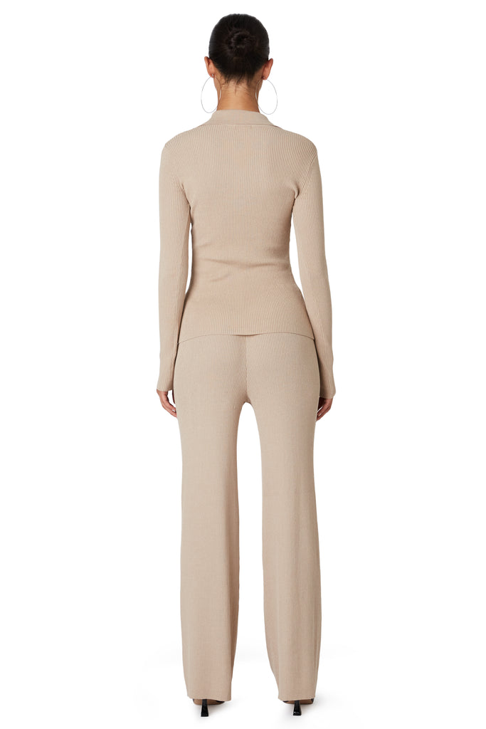 Willow Sweater Pant - Lurex in nude back view