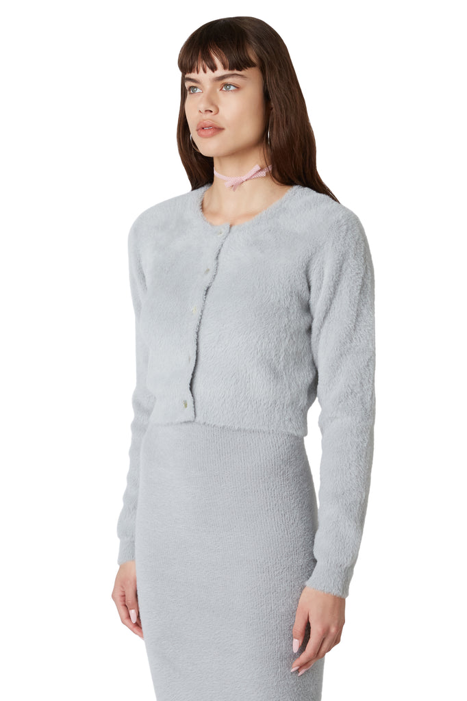 Amal Cardigan in Silver side view