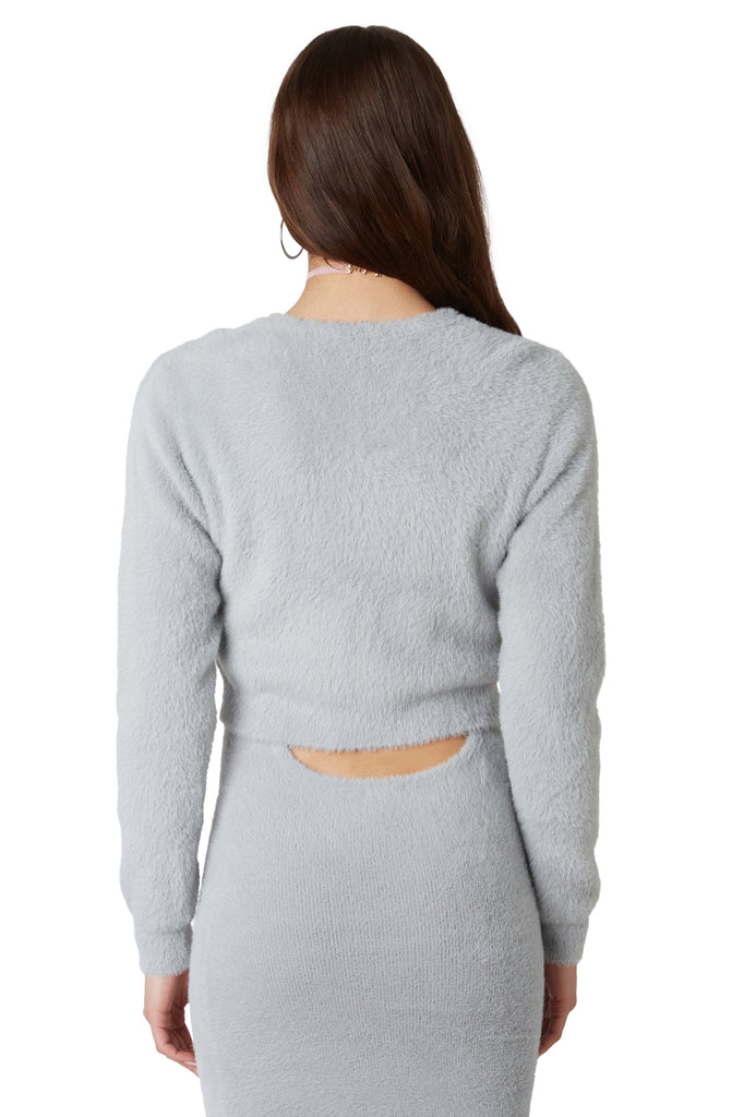 Amal Cardigan in Silver back view
