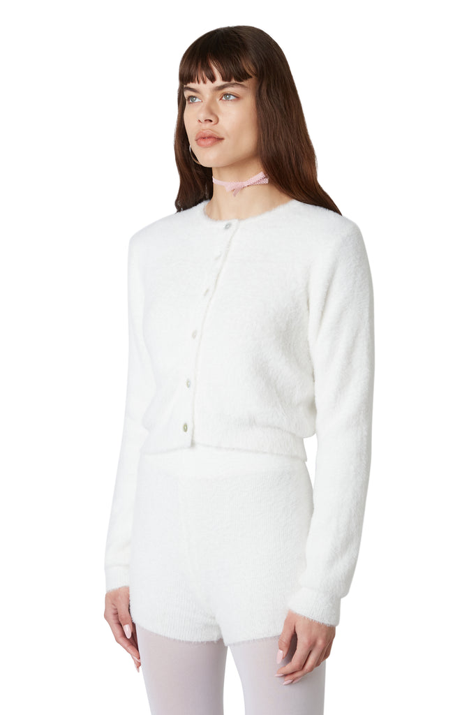 Amal Cardigan in White side view