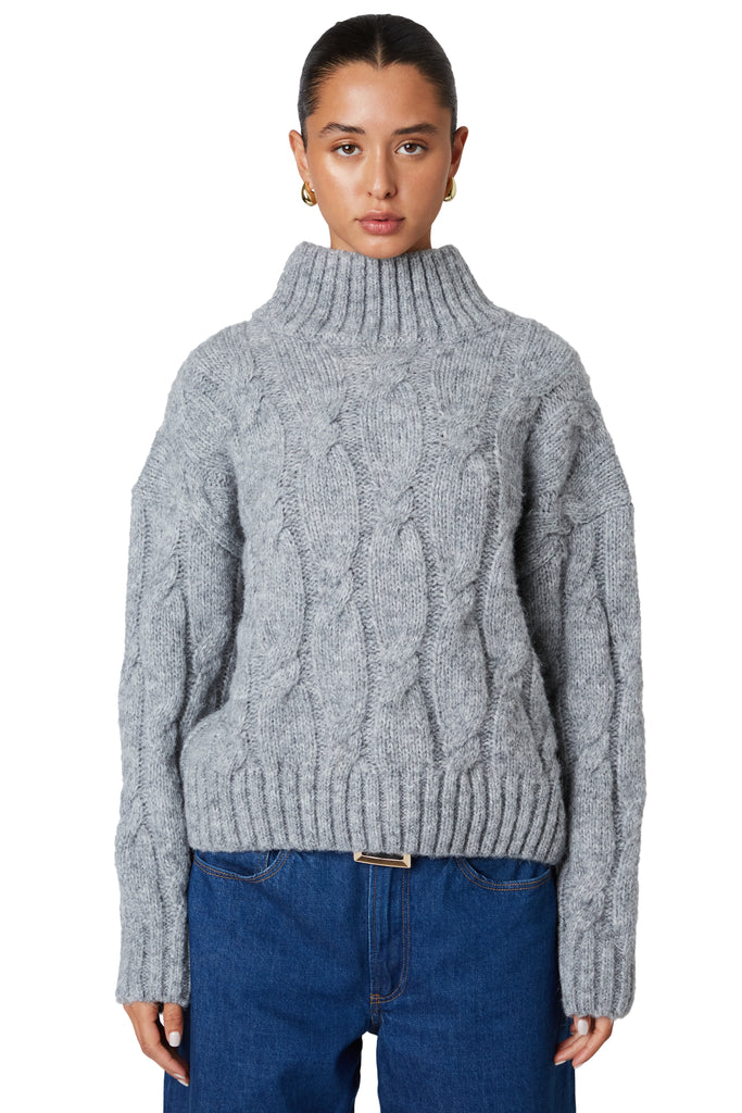 Fiji Sweater in heather grey front view
