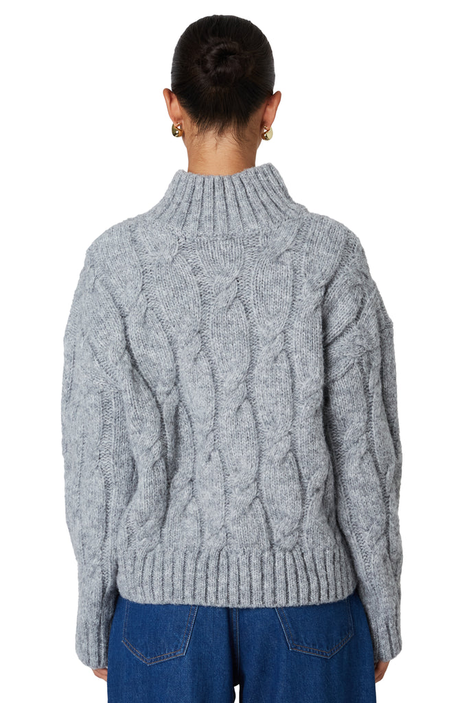Fiji Sweater in heather grey back view