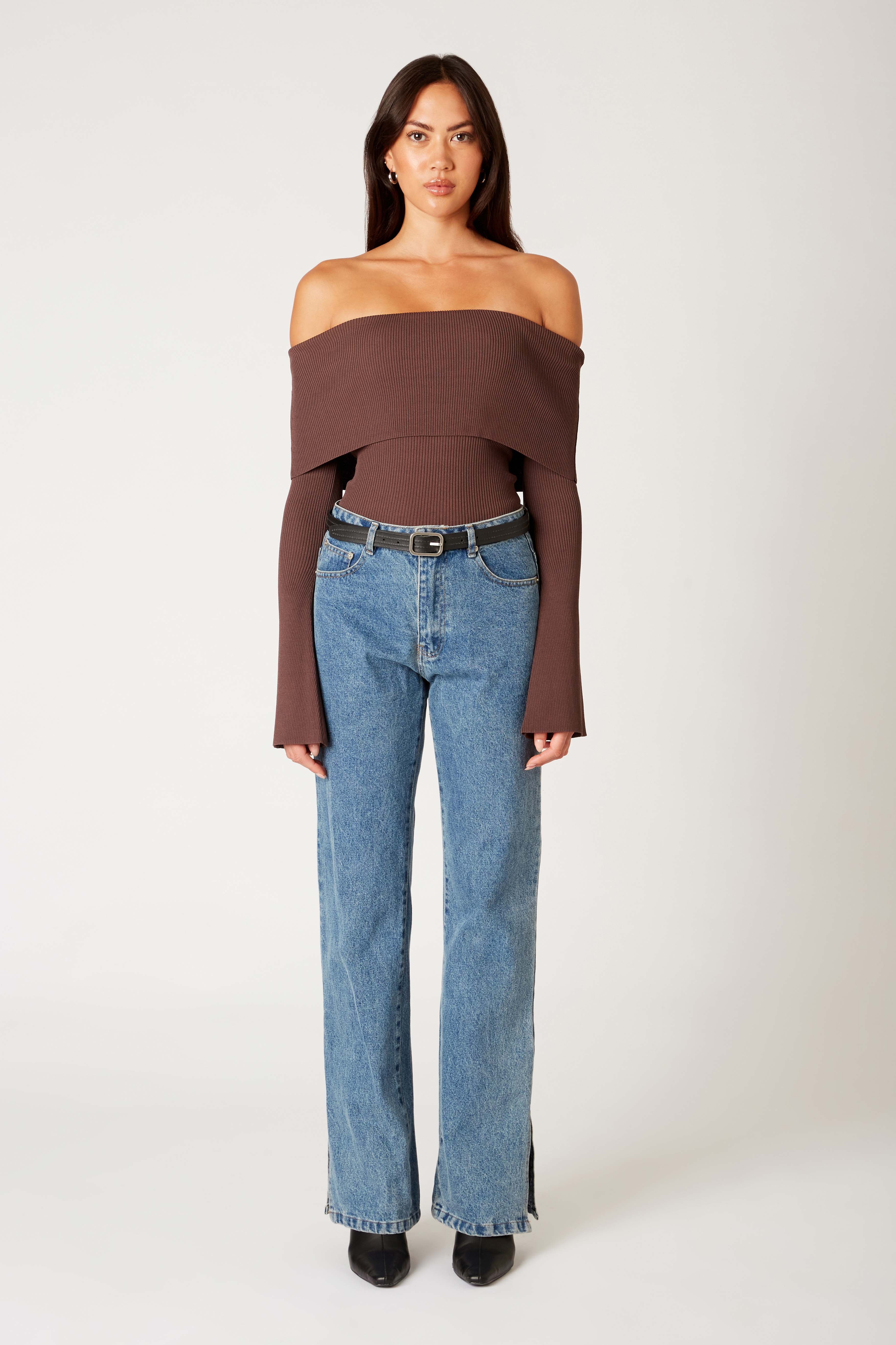 Palmer Sweater in chocolate front view