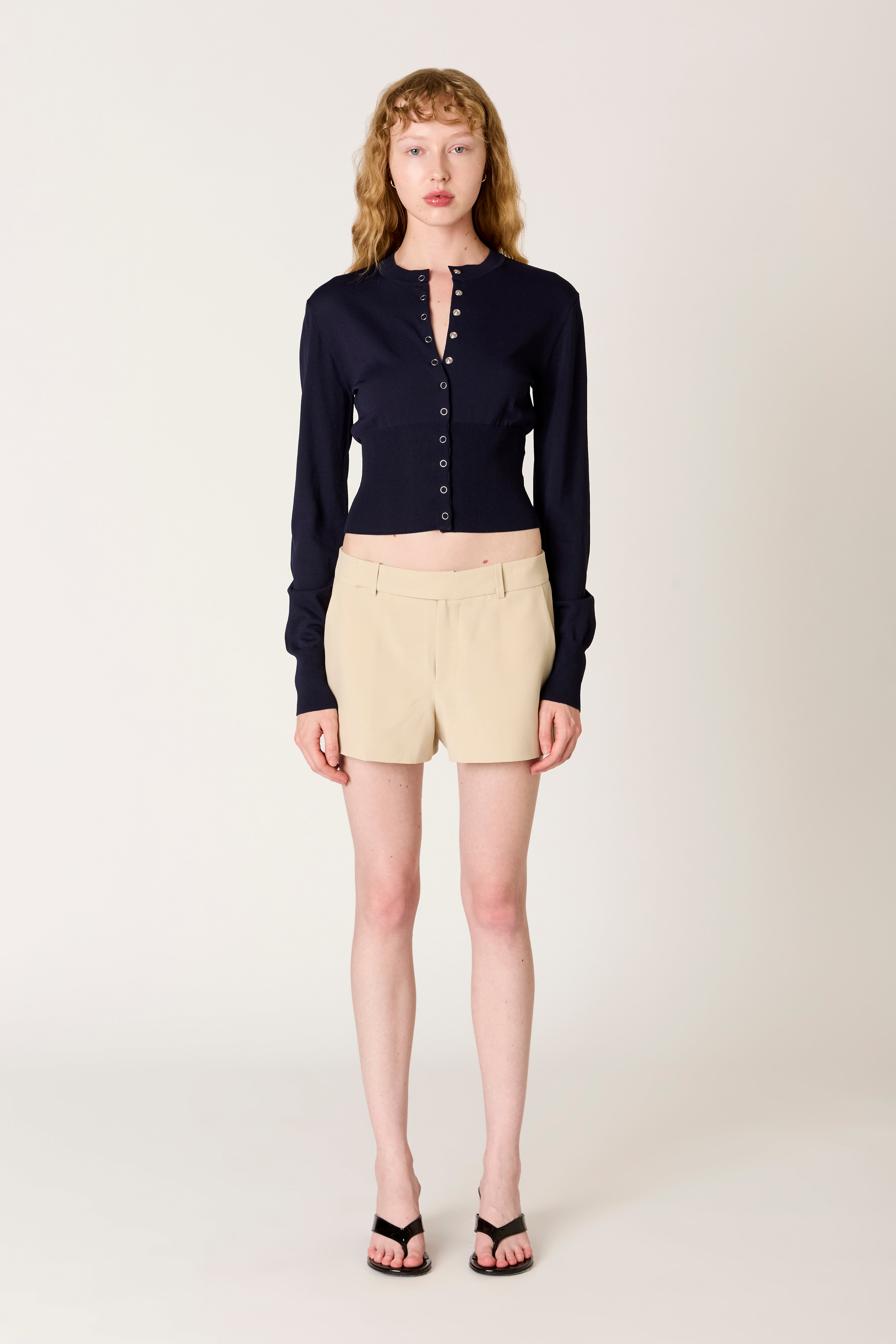 Lucile Cardigan in navy front view