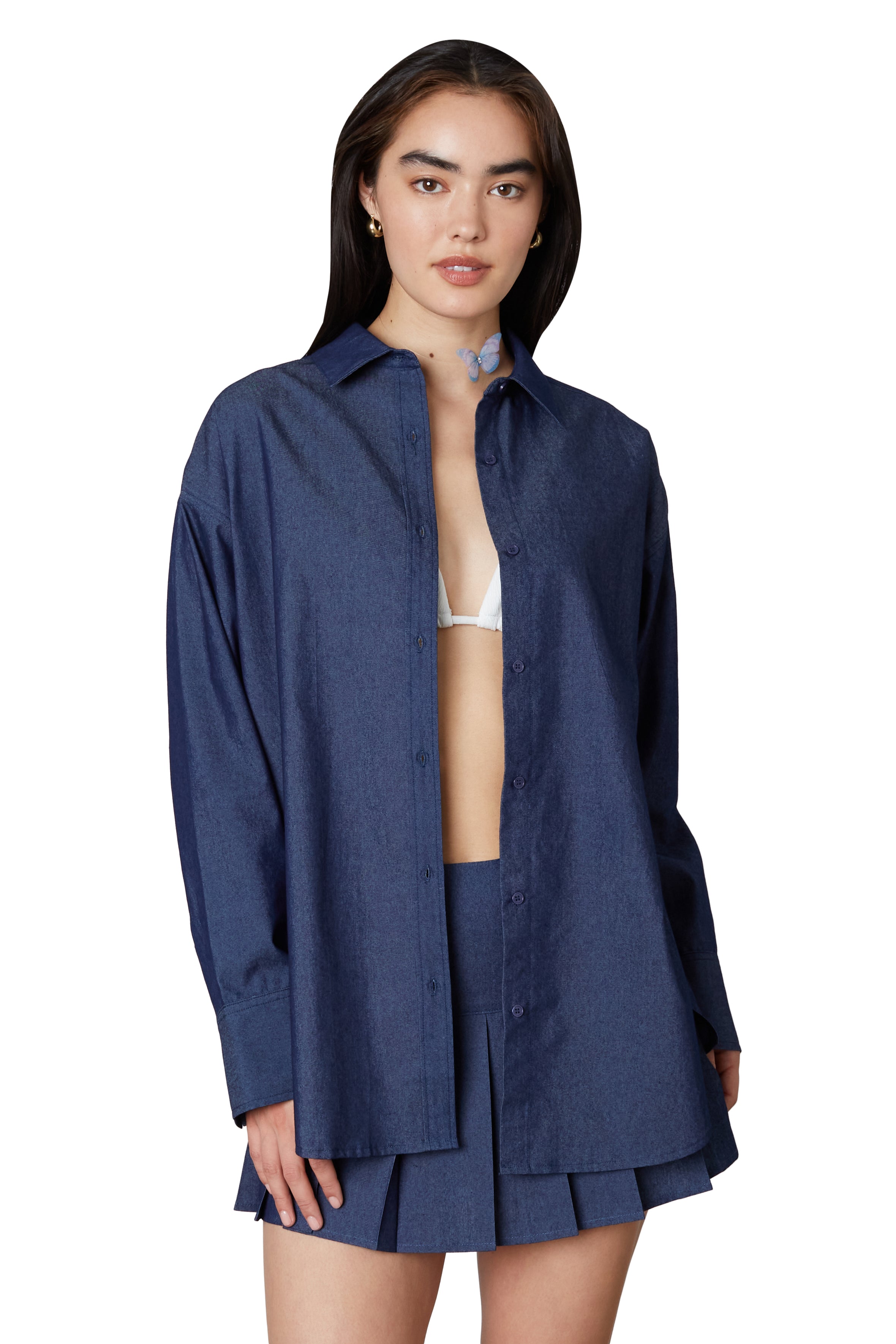 Leon Shirt - Denim in Indigo Front View