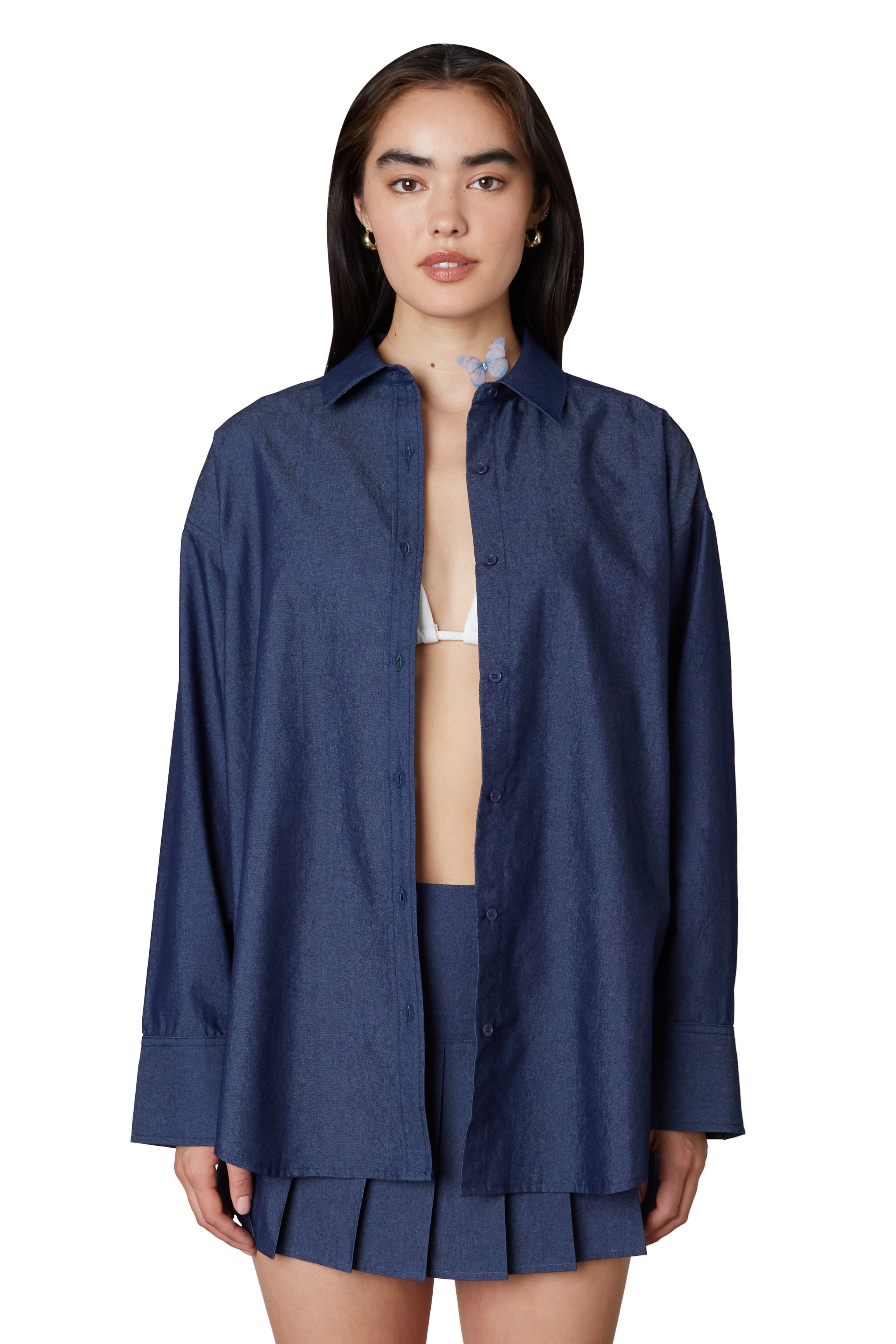 Leon Shirt - Denim in Indigo Front View