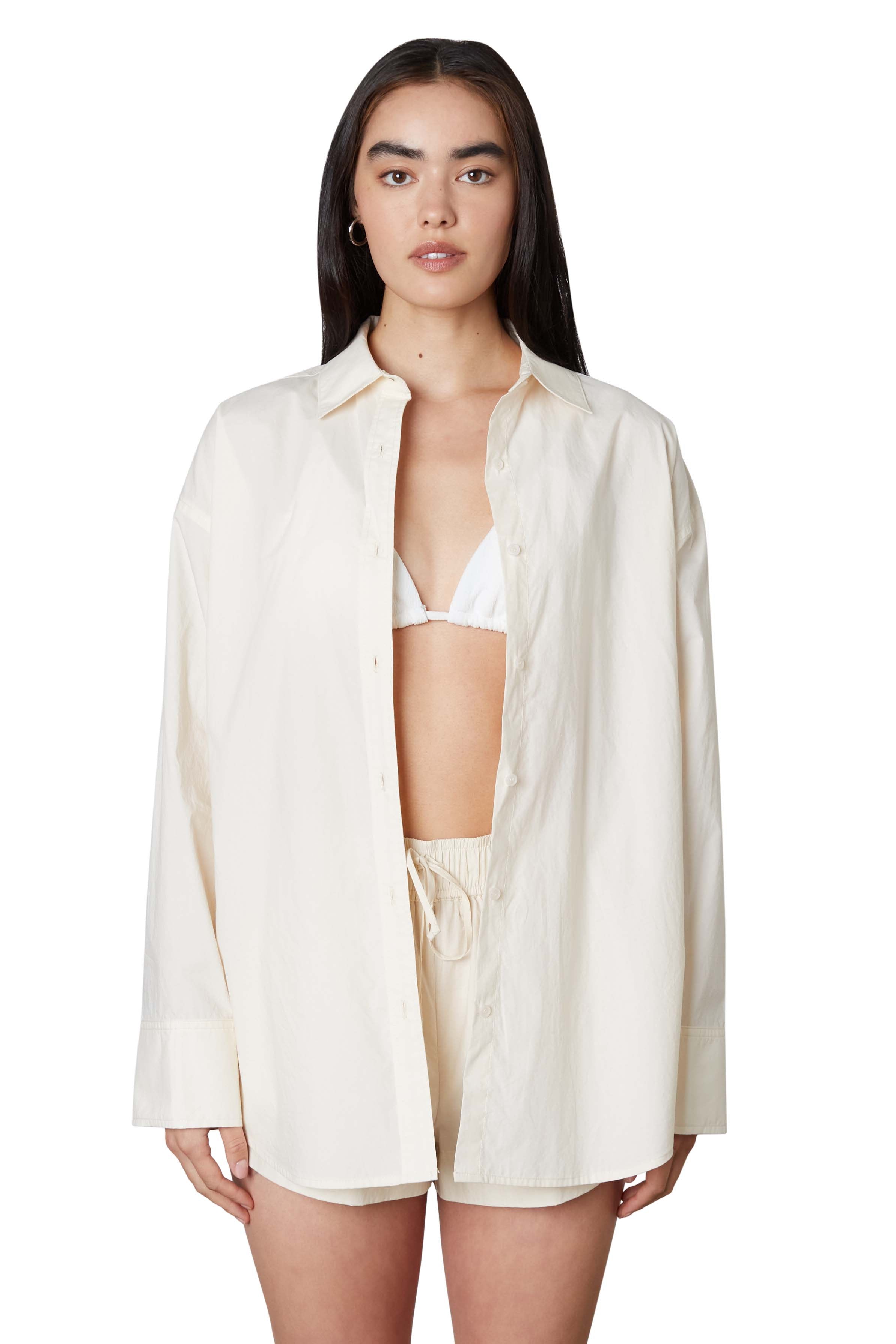 Leon Shirt in Stone Front View