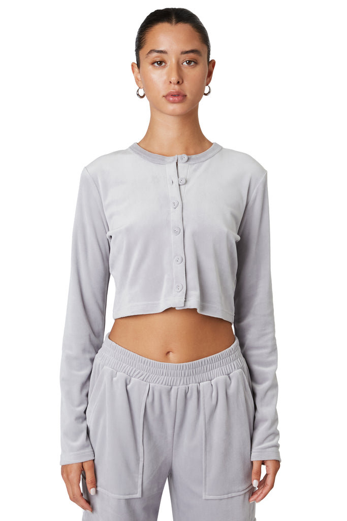 Fog velour cropped long sleeve front