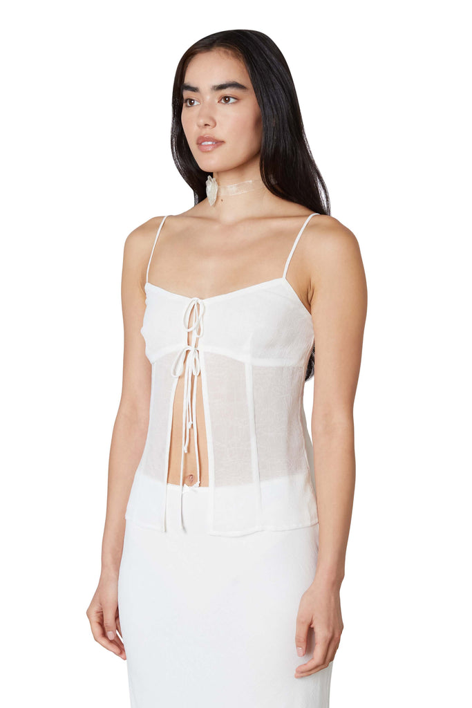Mia Top in White Side View