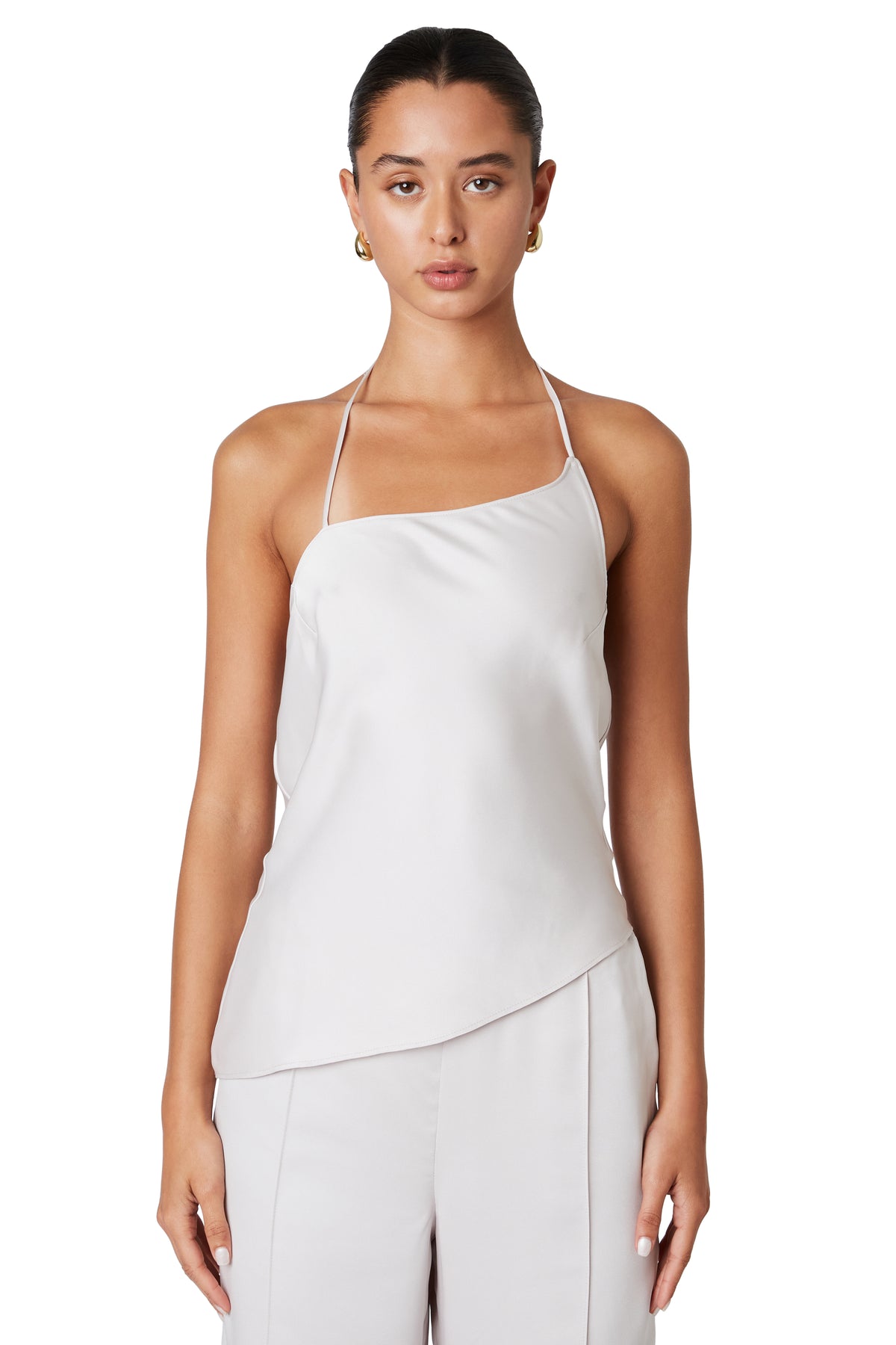 Ribbed halter top - Oyster-white