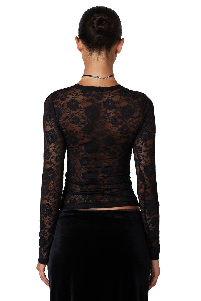 Fox Lace Top IN BLACK BACK VIEW
