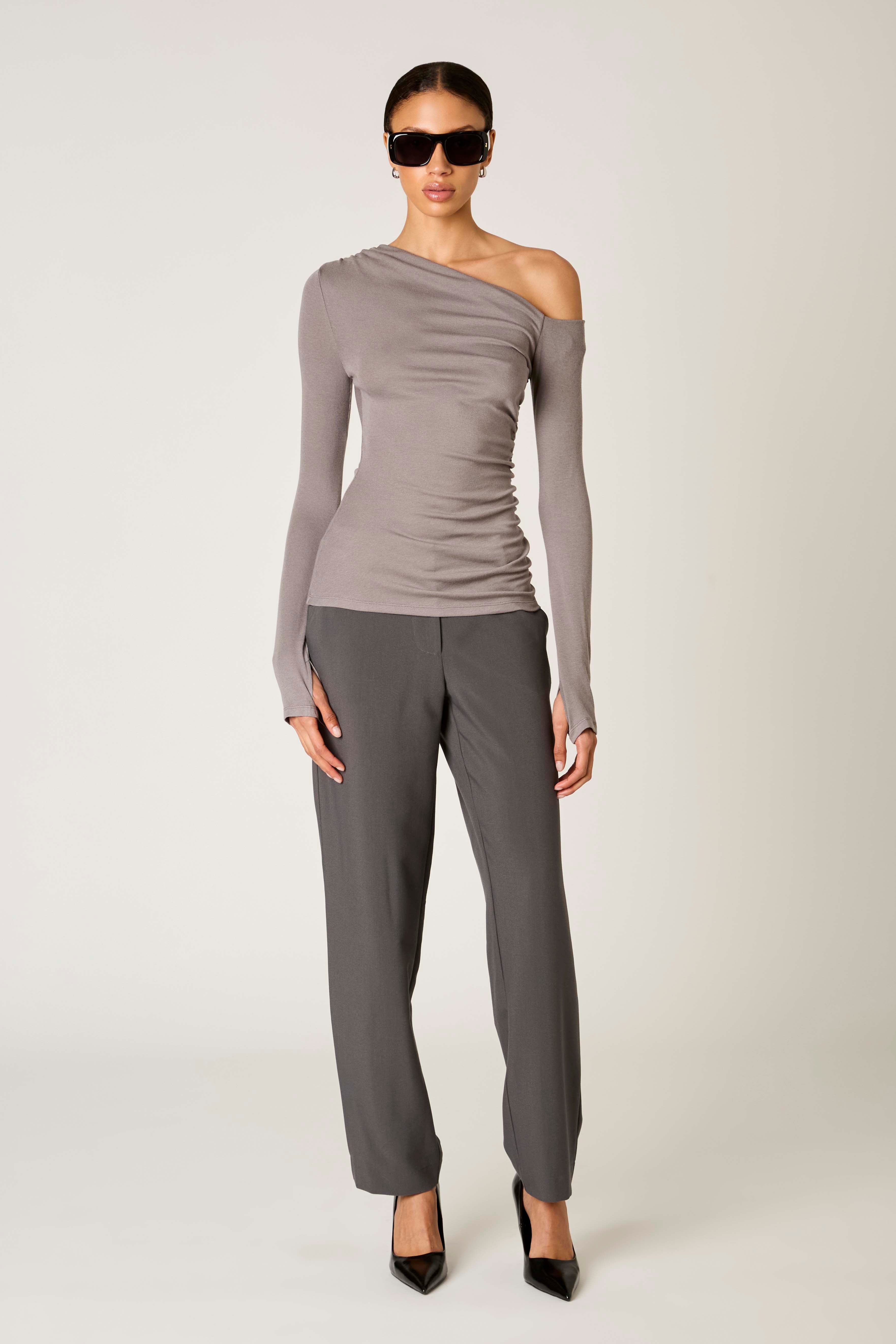 Cleo Top in grey front view