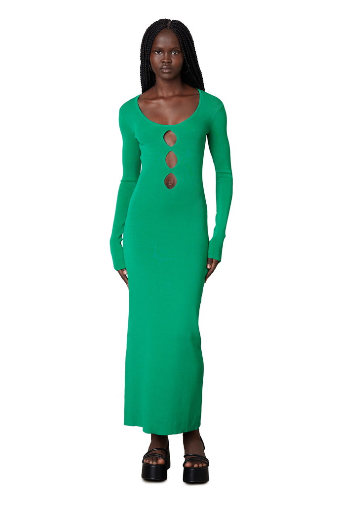 Demi Sweater Dress in kelly green front view