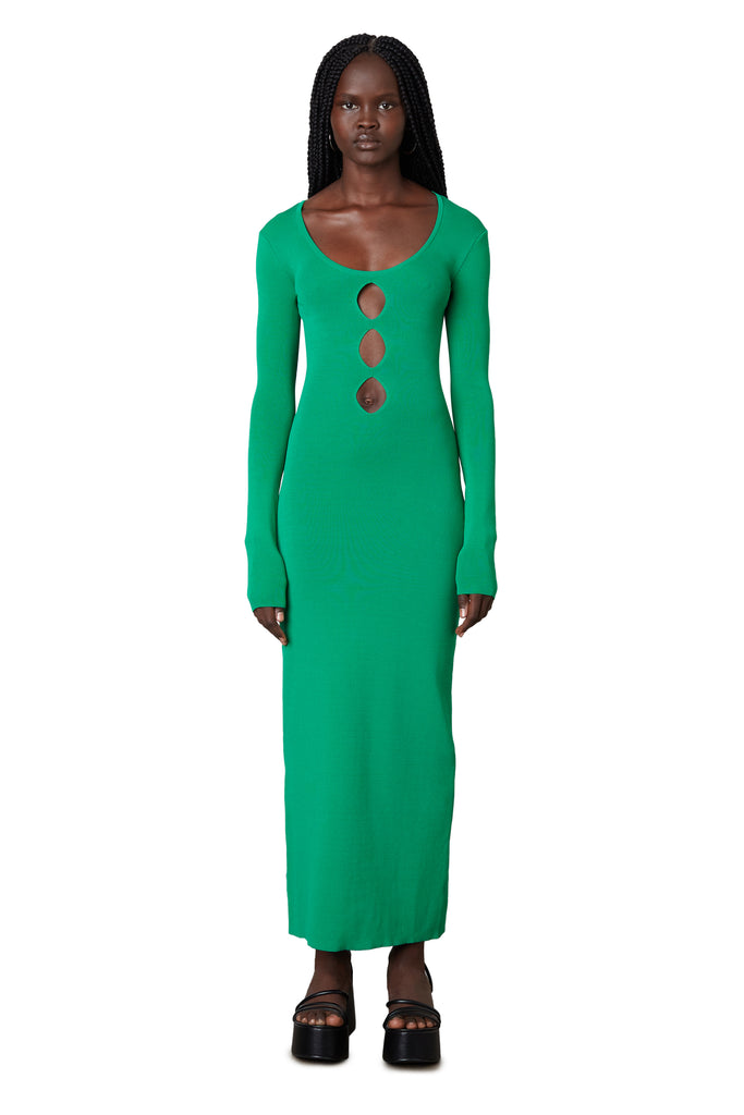 Demi Sweater Dress in kelly green front view 2
