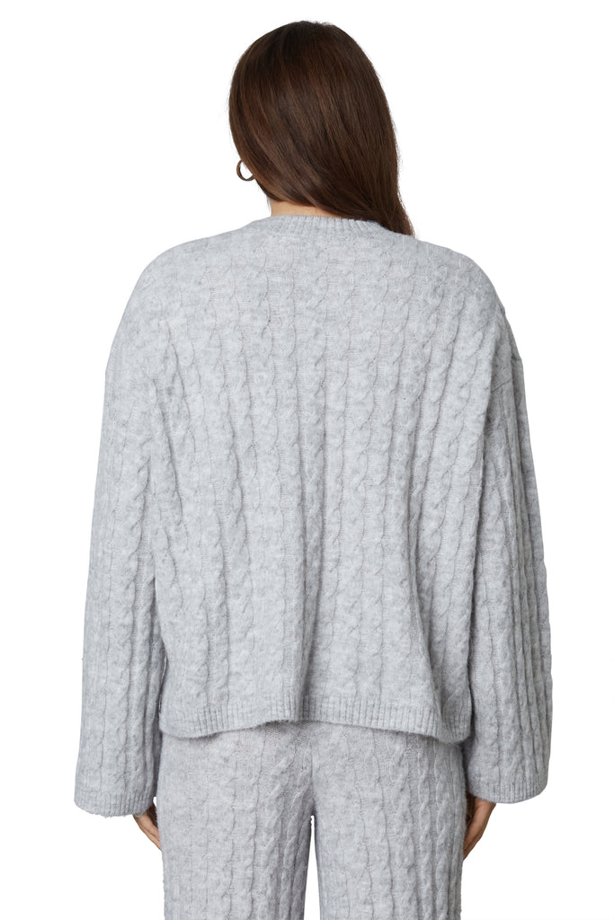 joan sweater in heather grey back view