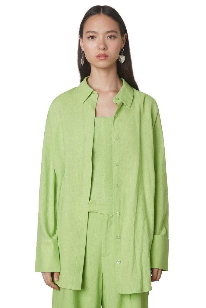 Tony oversized shirt in lime front 