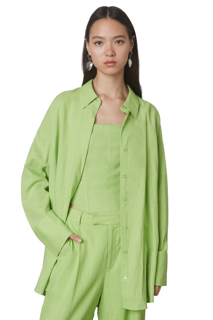 Tony oversized shirt in lime front 2