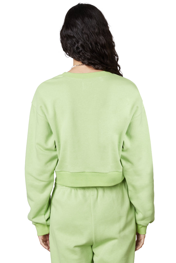 Cropped Pullover in matcha, back view