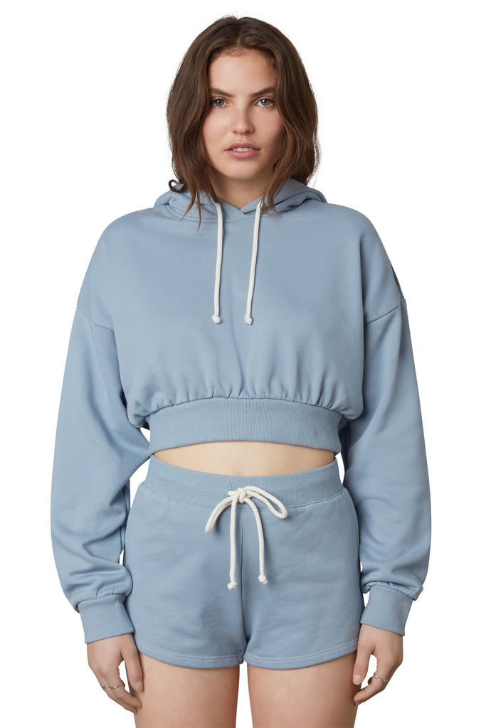 Bowery Hoodie in Dust Blue front 