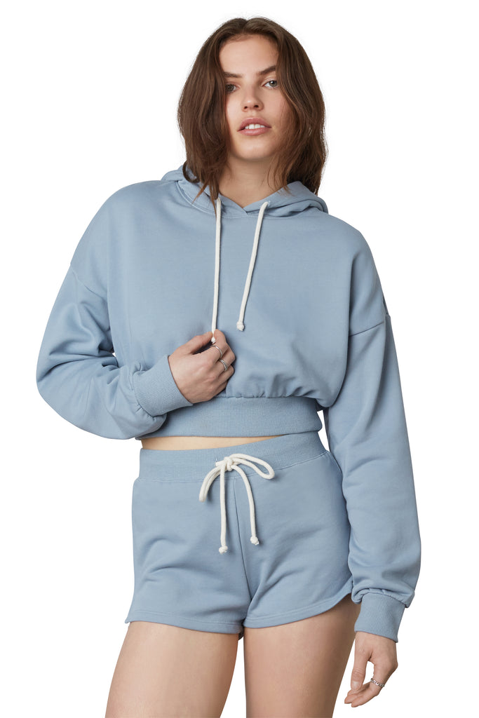 Bowery Hoodie in Dust Blue front 2