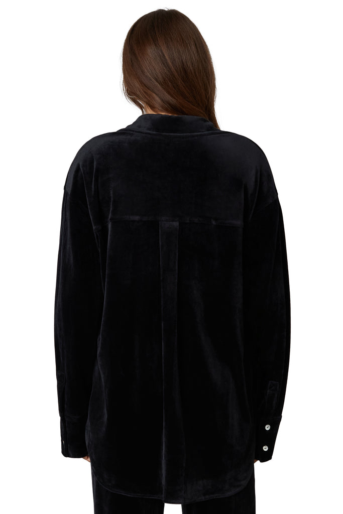 velour shirt black back view 